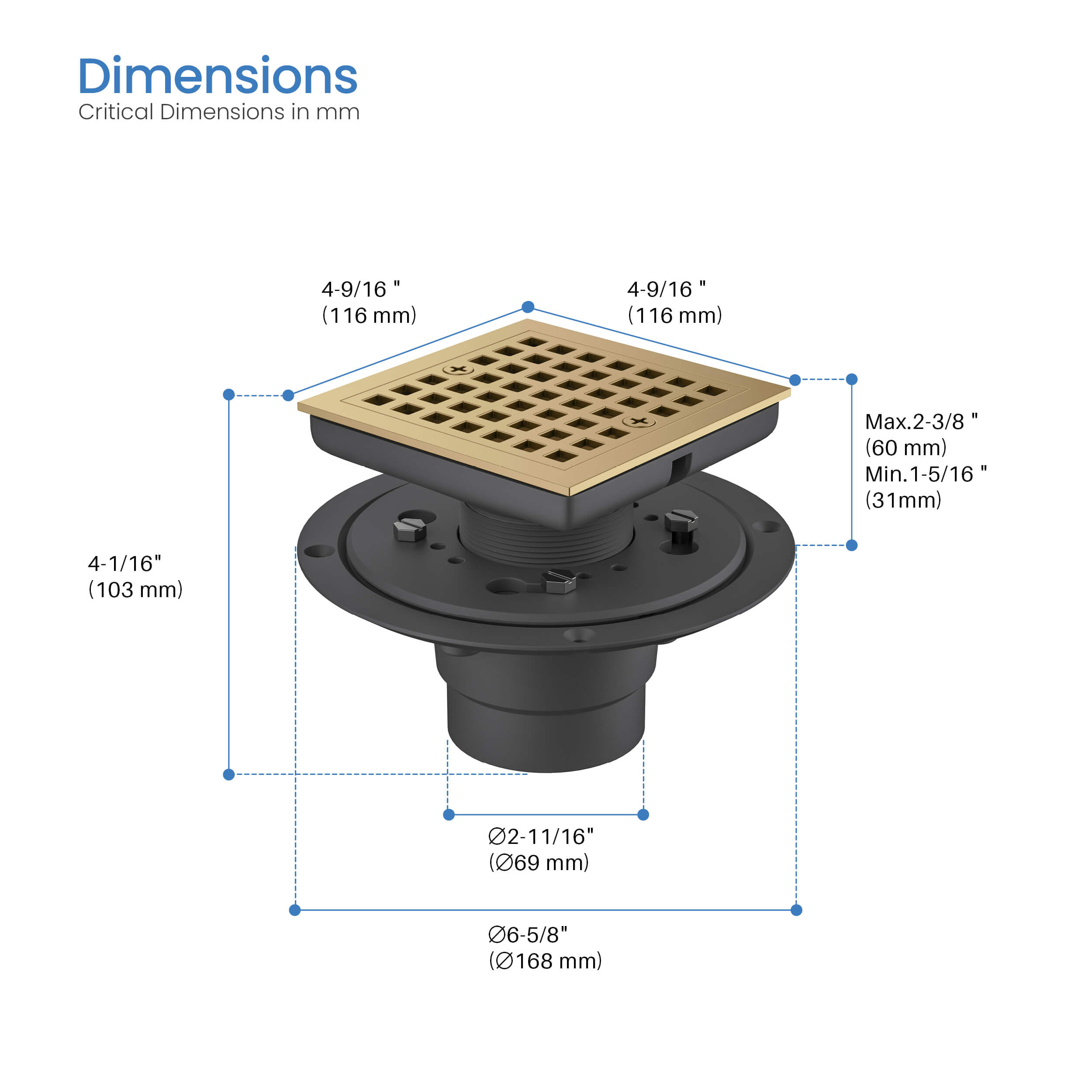 Casa 4" Tile-In Shower Drain - CFD-0401
