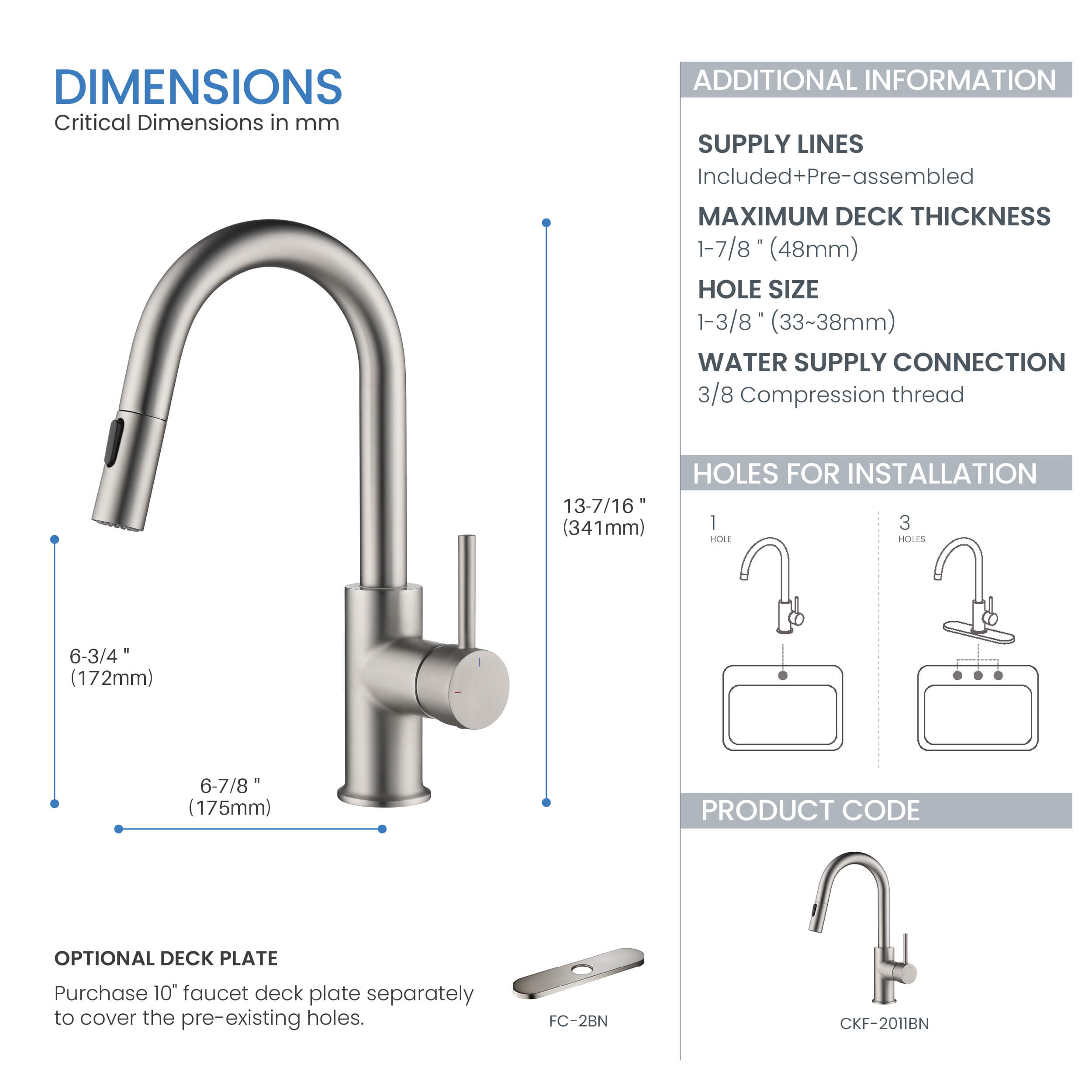 Halo Single Handle Pull Down Kitchen & Bar Sink Faucet - CKF-2011