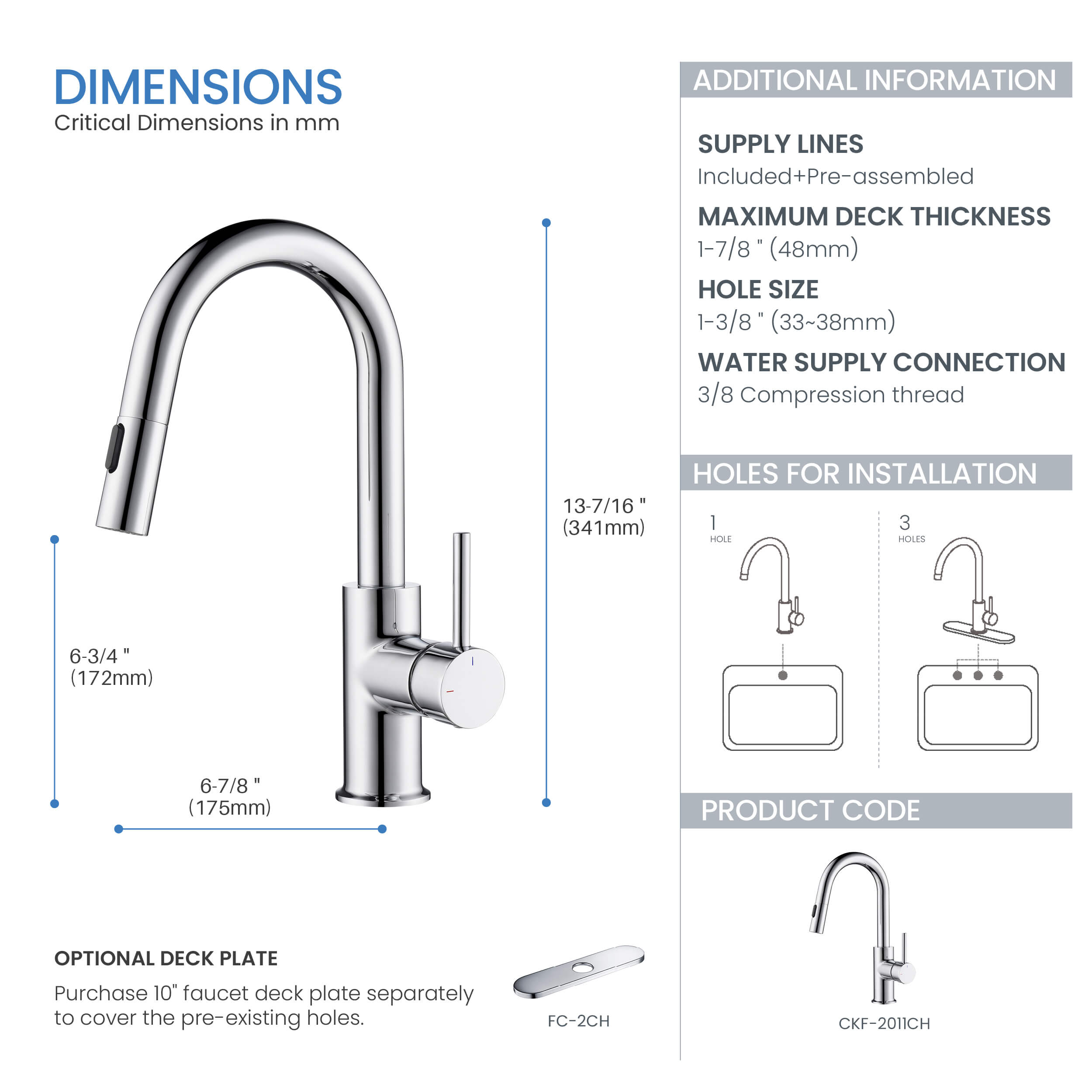 Halo Single Handle Pull Down Kitchen & Bar Sink Faucet - CKF-2011