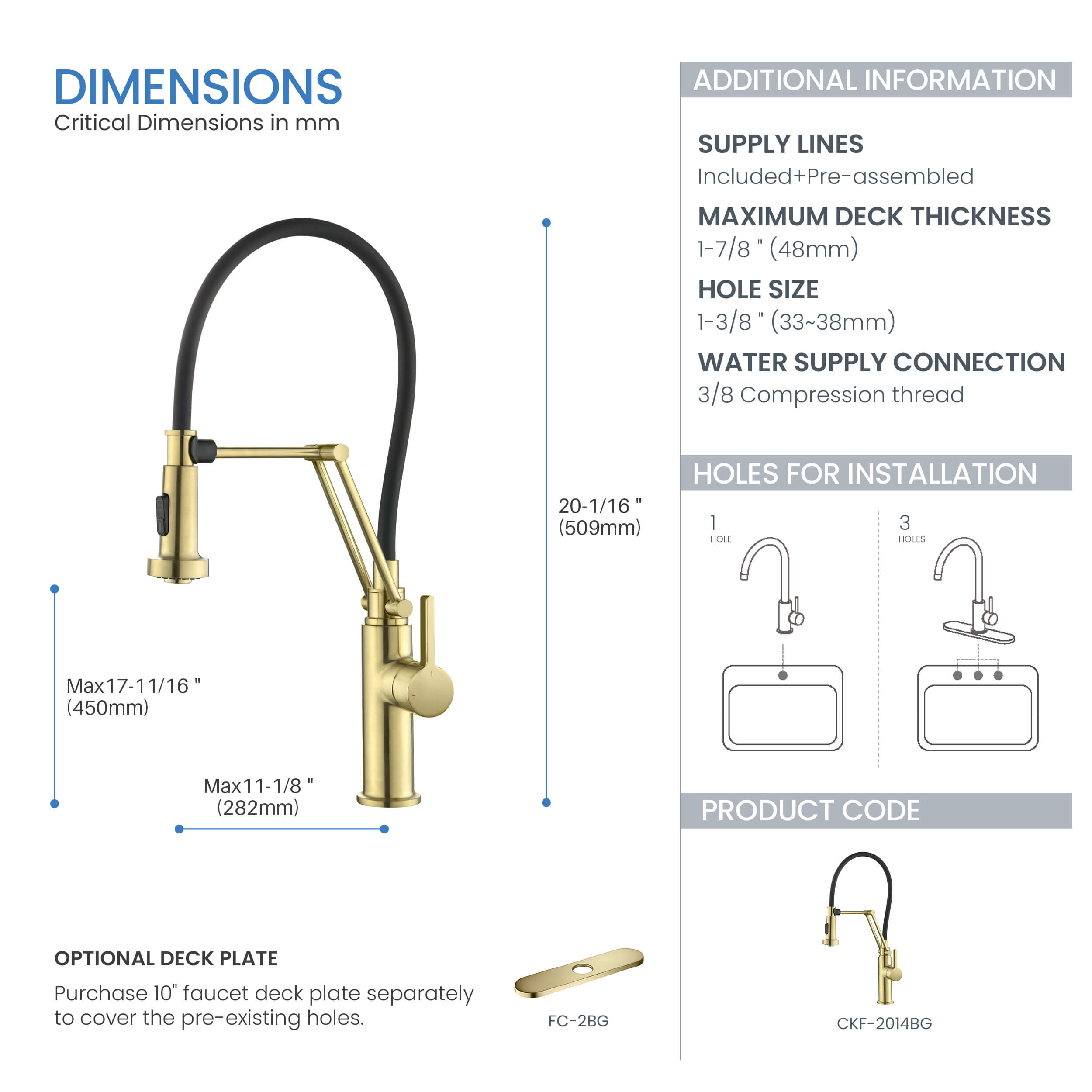 Vista Single Handle Pull Down Kitchen Faucet - CKF-2014
