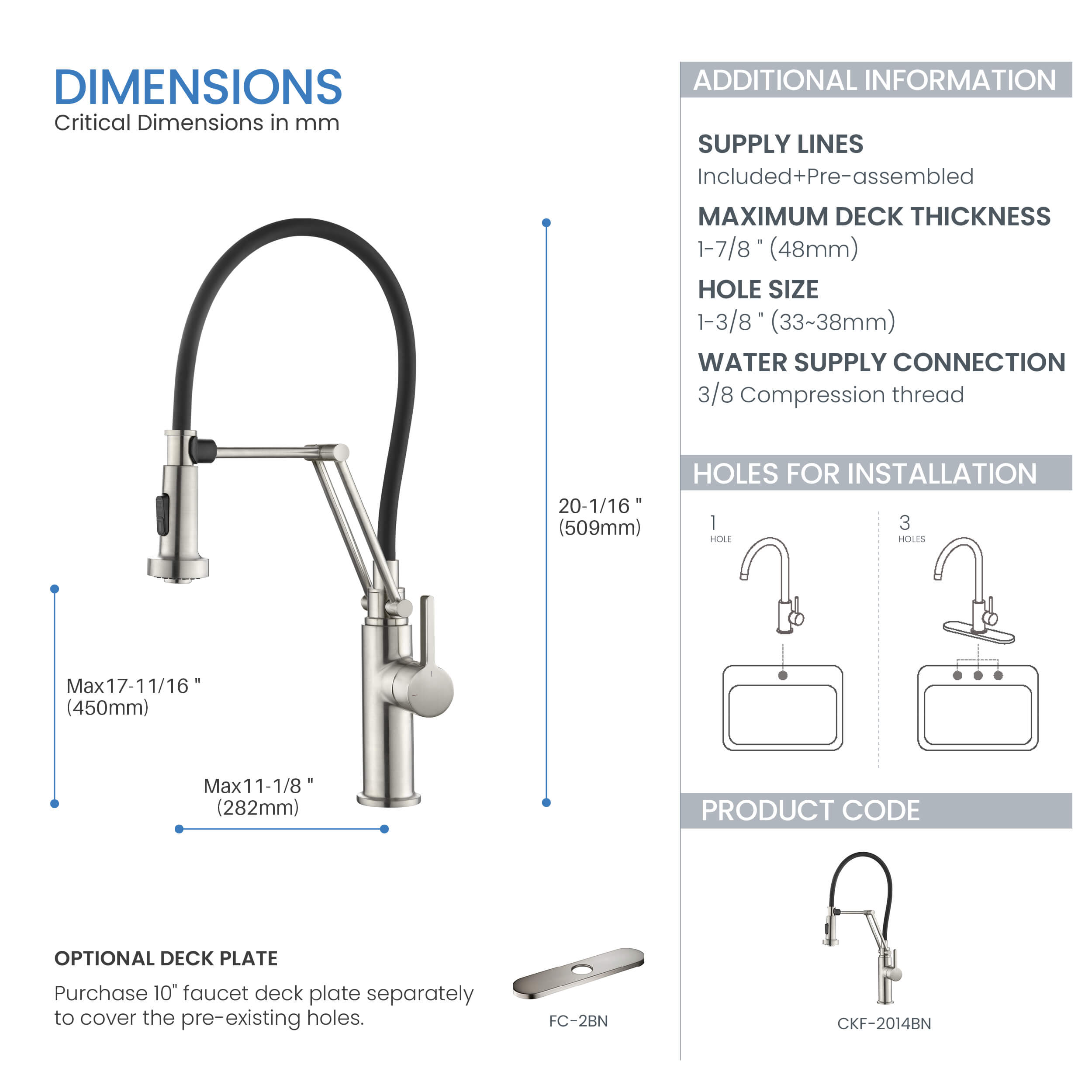 Vista Single Handle Pull Down Kitchen Faucet - CKF-2014