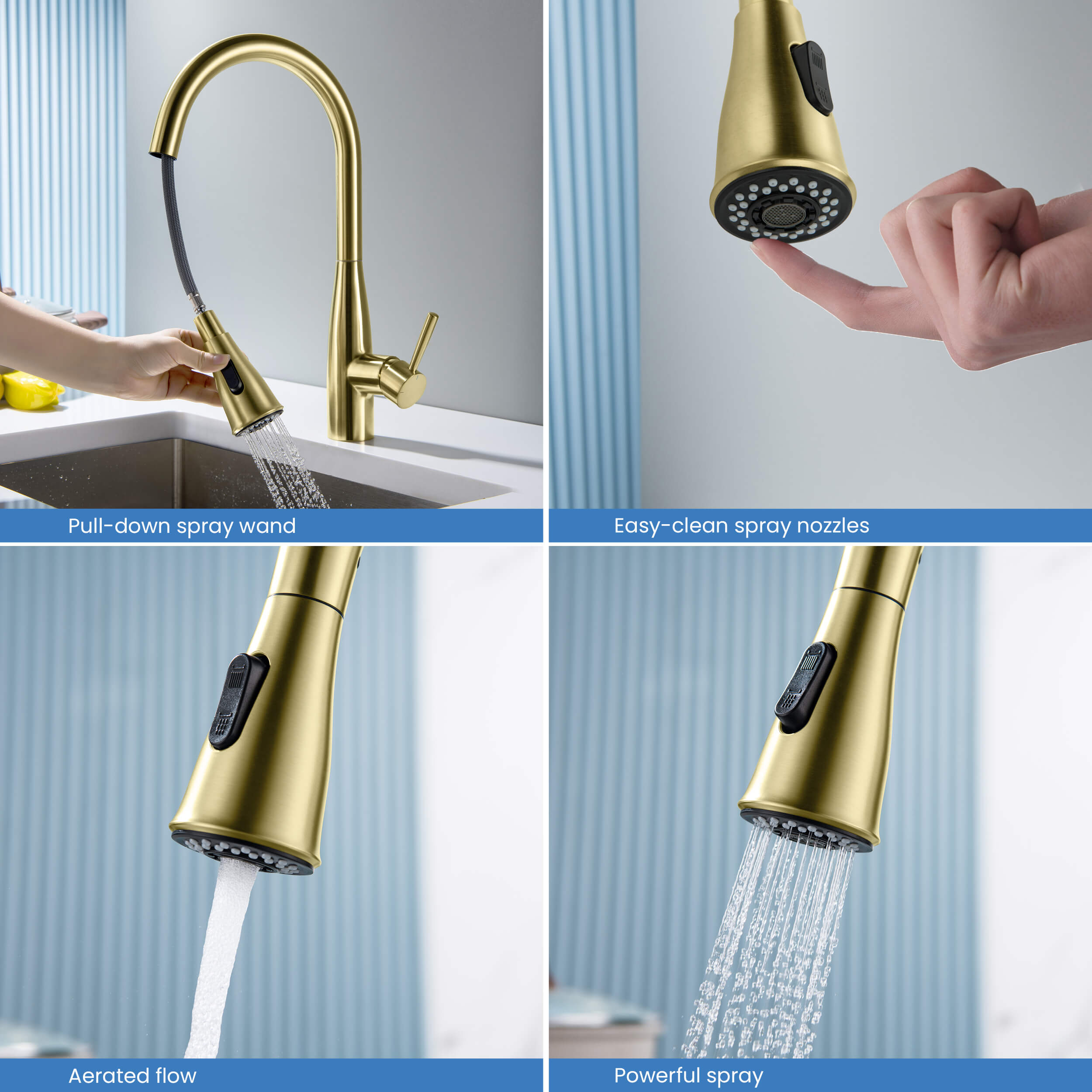 Plano-T Single Handle Pull Down Kitchen Sink Faucet - CKF-2016