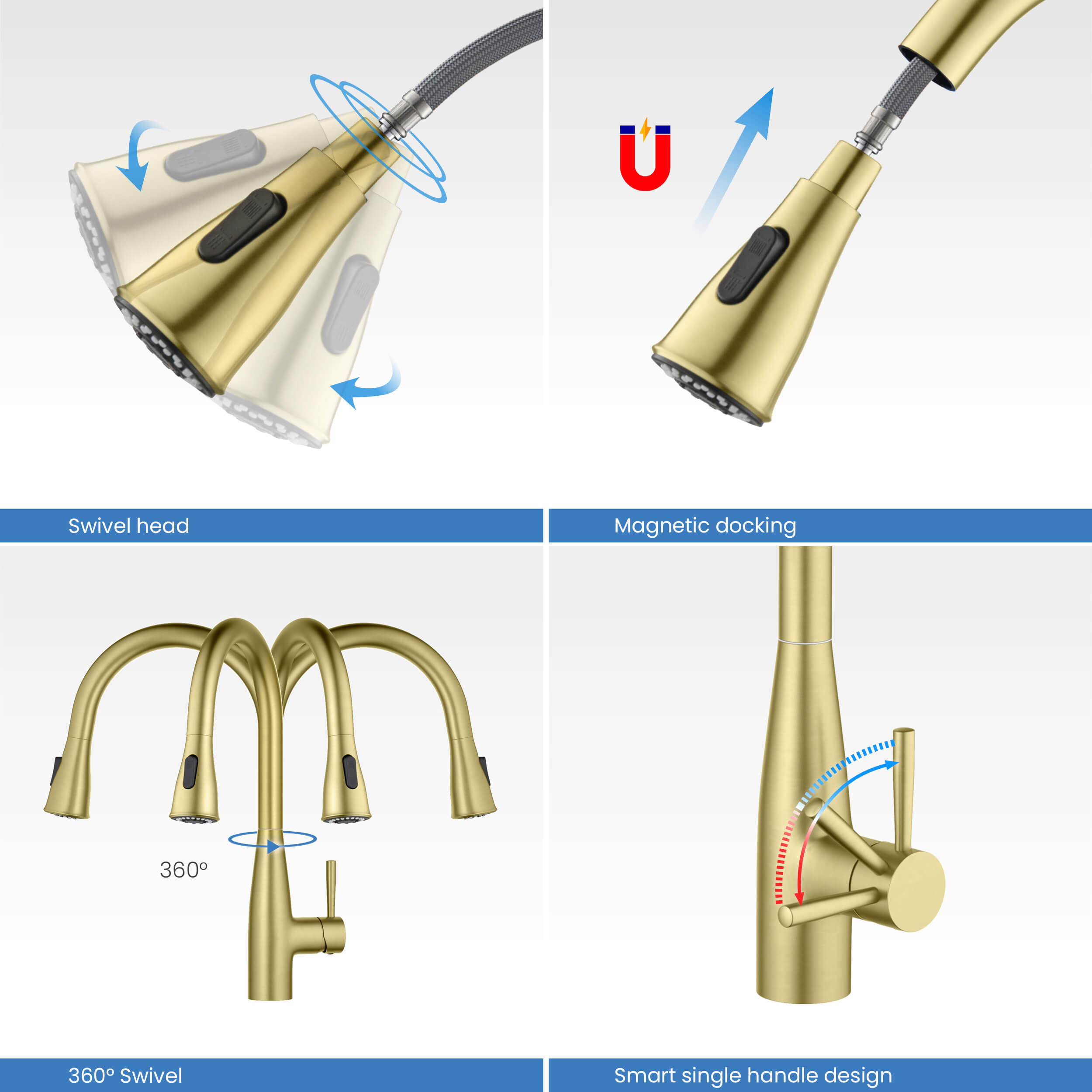 Plano-T Single Handle Pull Down Kitchen Sink Faucet - CKF-2016
