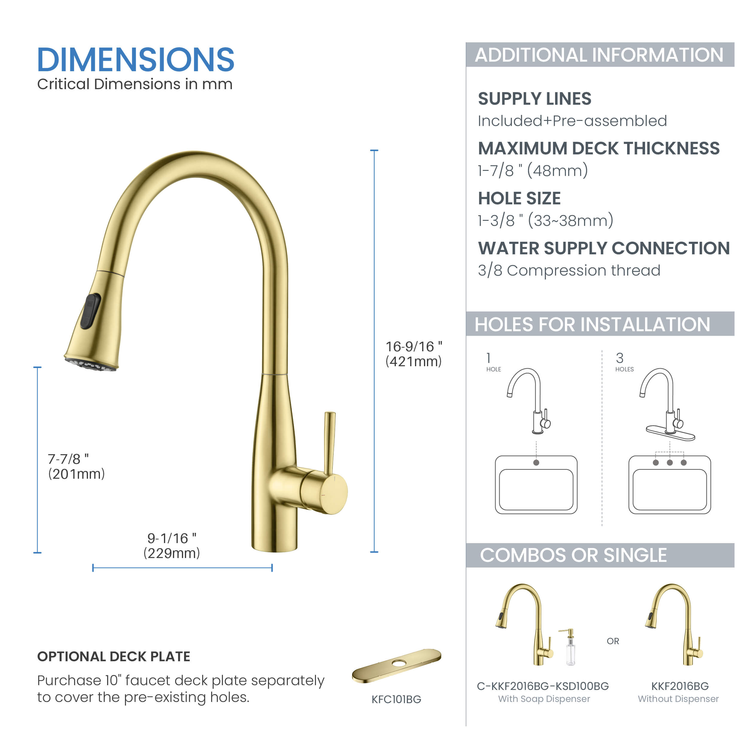 Plano-T Single Handle Pull Down Kitchen Sink Faucet - CKF-2016