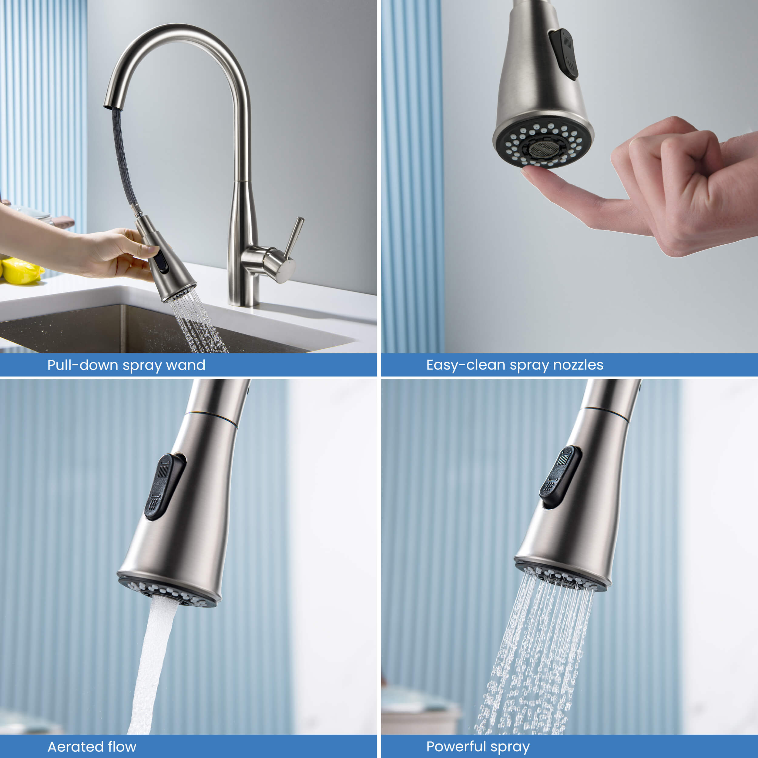 Plano-T Single Handle Pull Down Kitchen Sink Faucet - CKF-2016