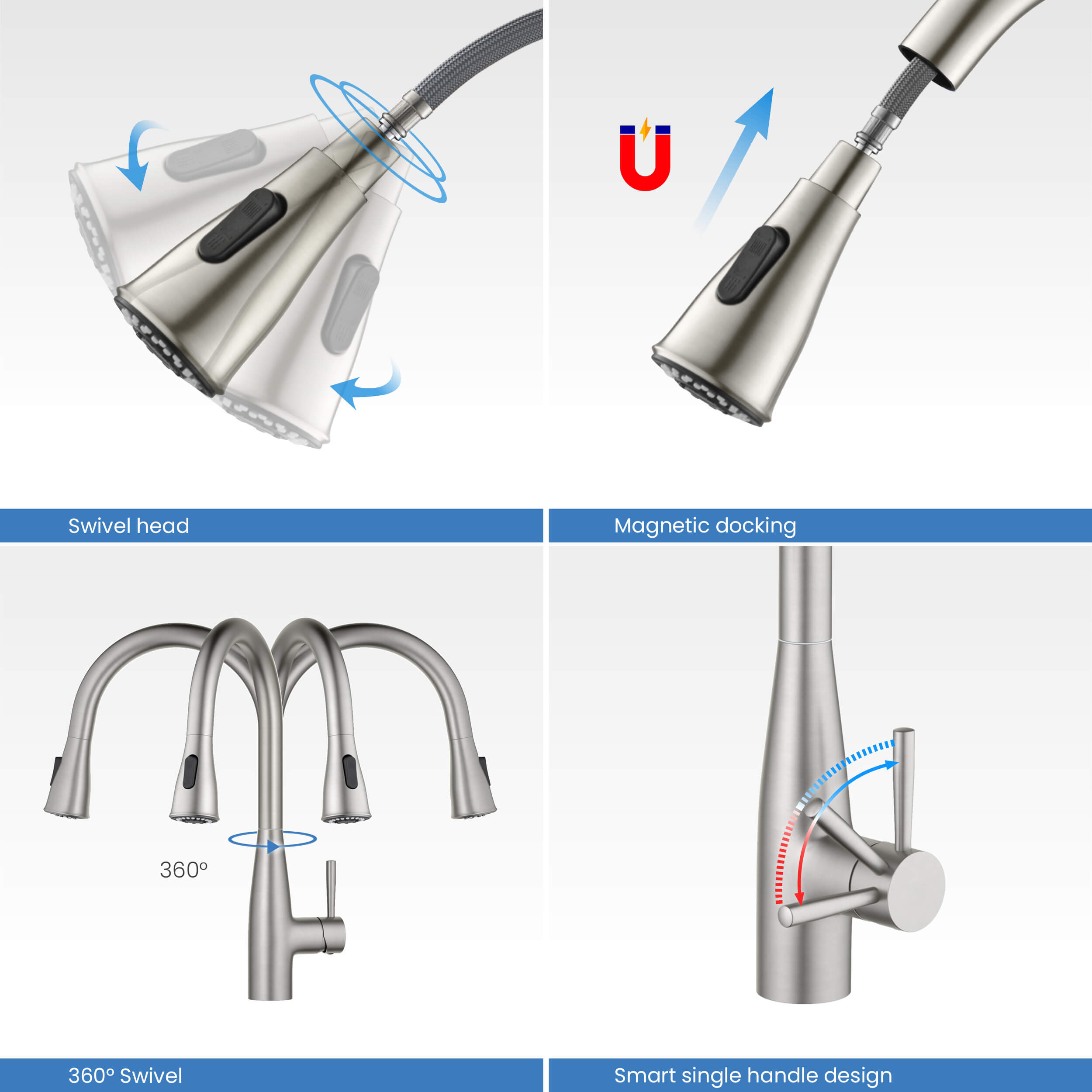 Plano-T Single Handle Pull Down Kitchen Sink Faucet - CKF-2016