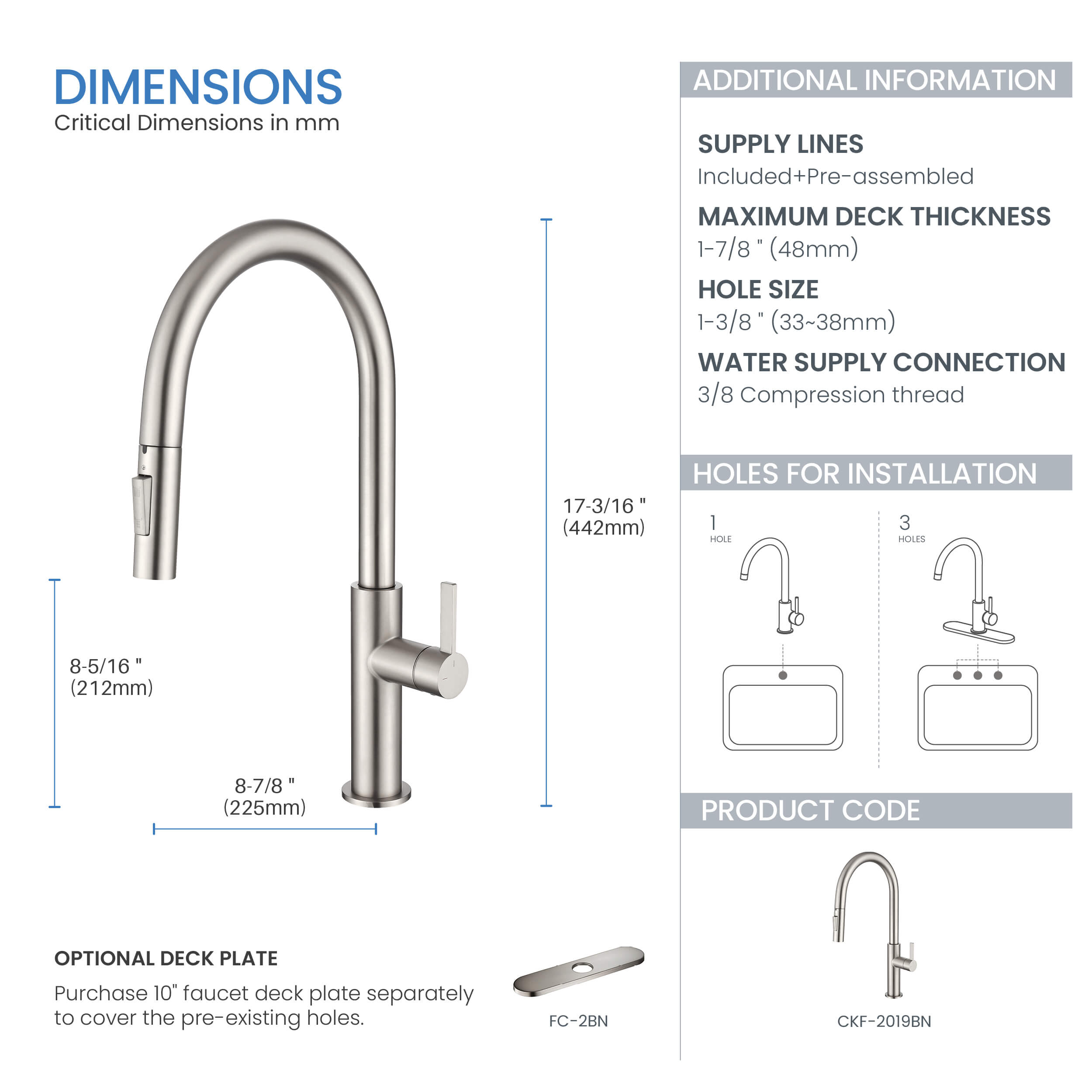 Neo Single Handle Pull Down Kitchen Faucet - CKF-2019