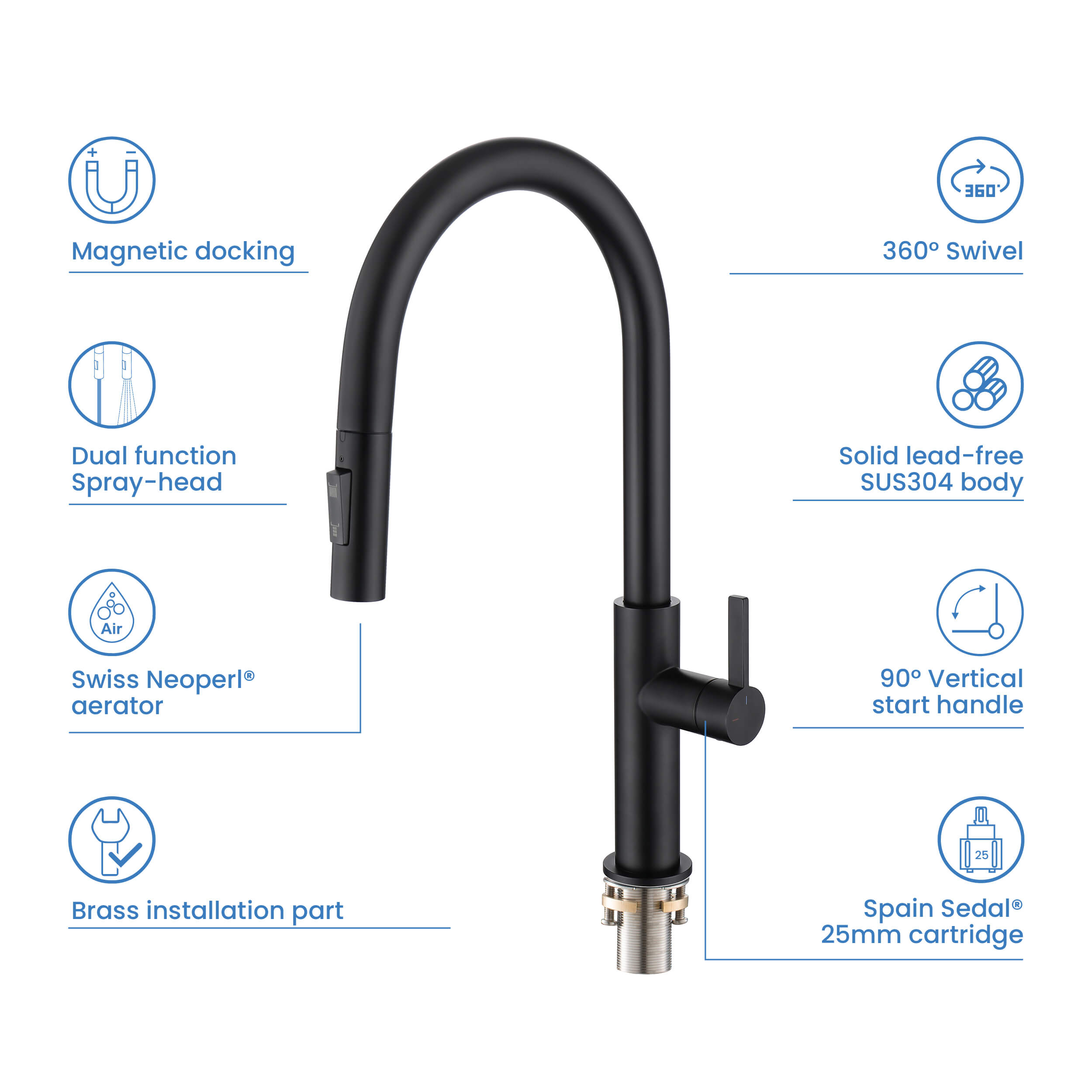 Neo Single Handle Pull Down Kitchen Faucet - CKF-2019