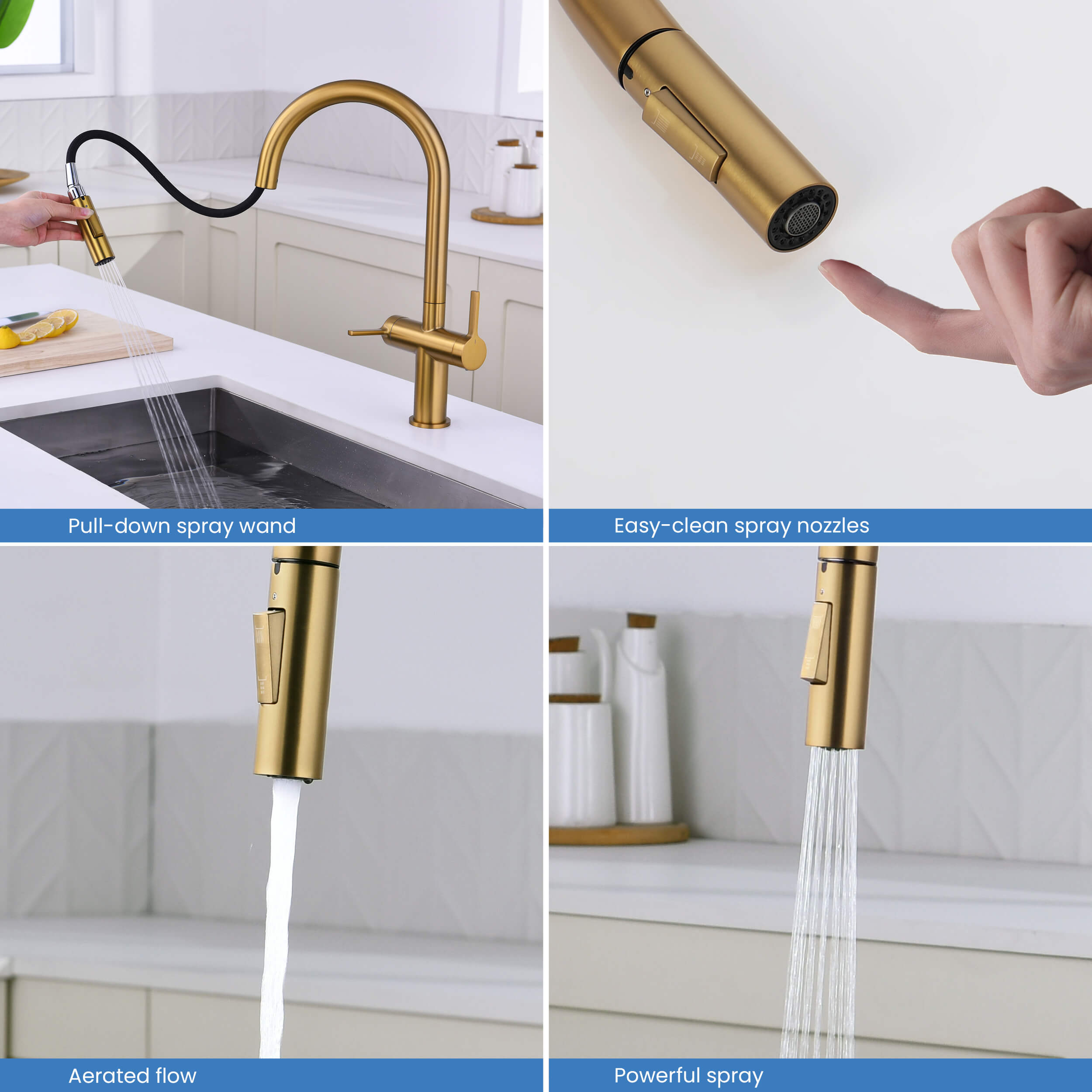 Neo Single Hole Two Handle Pull Down Kitchen Faucet - CKF-2020