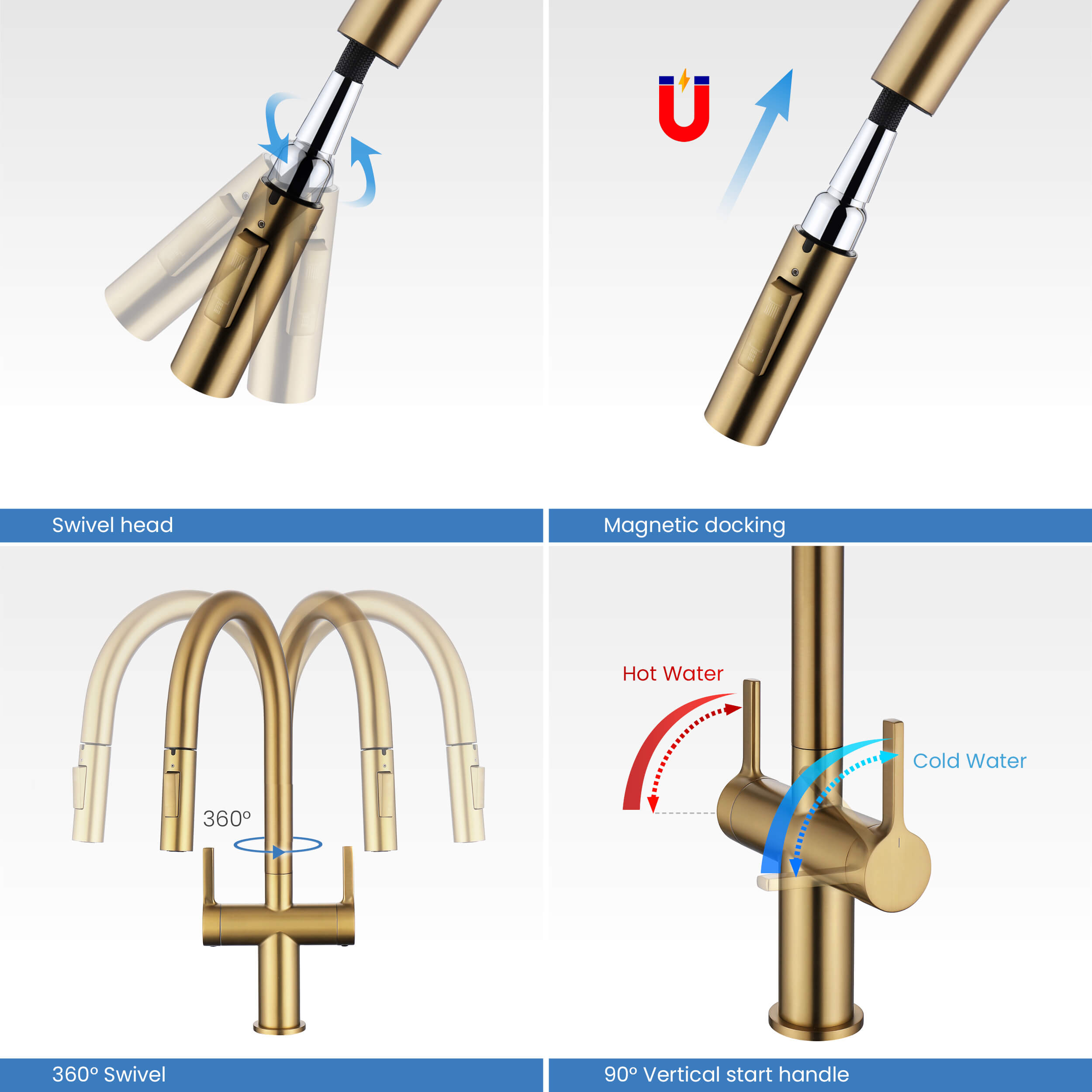 Neo Single Hole Two Handle Pull Down Kitchen Faucet - CKF-2020