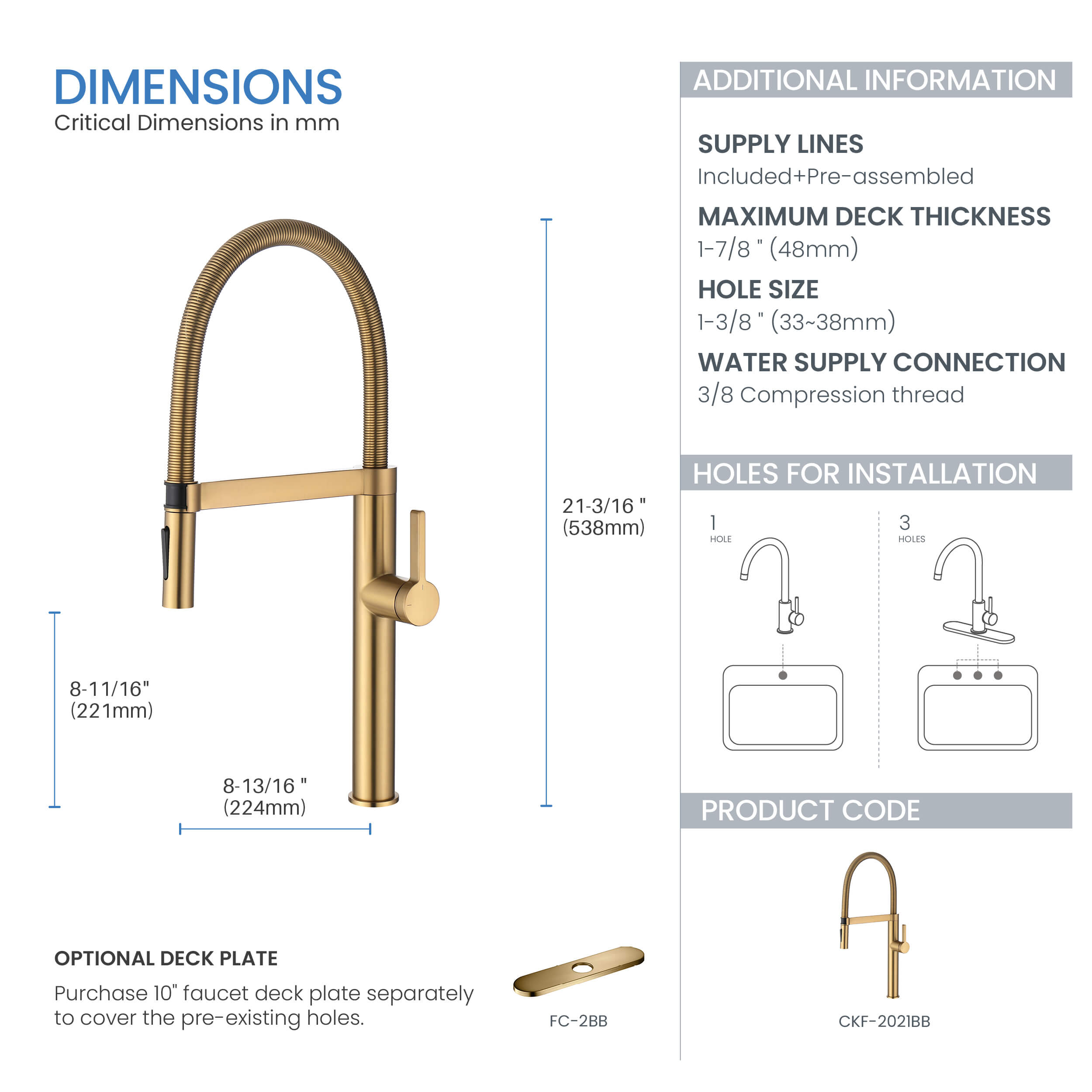 Neo Pro-style Single Handle Kitchen Faucet - CKF-2021