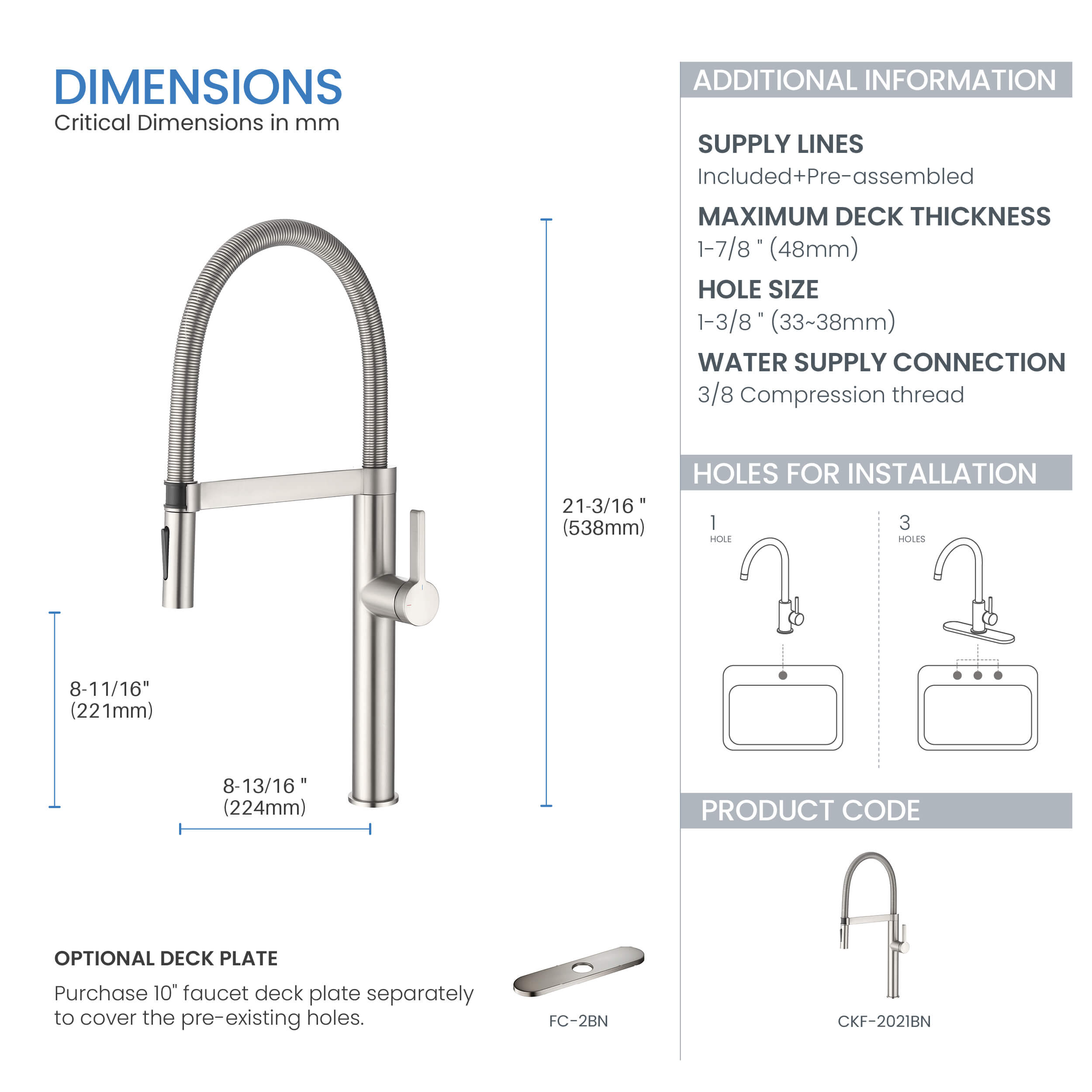 Neo Pro-style Single Handle Kitchen Faucet - CKF-2021