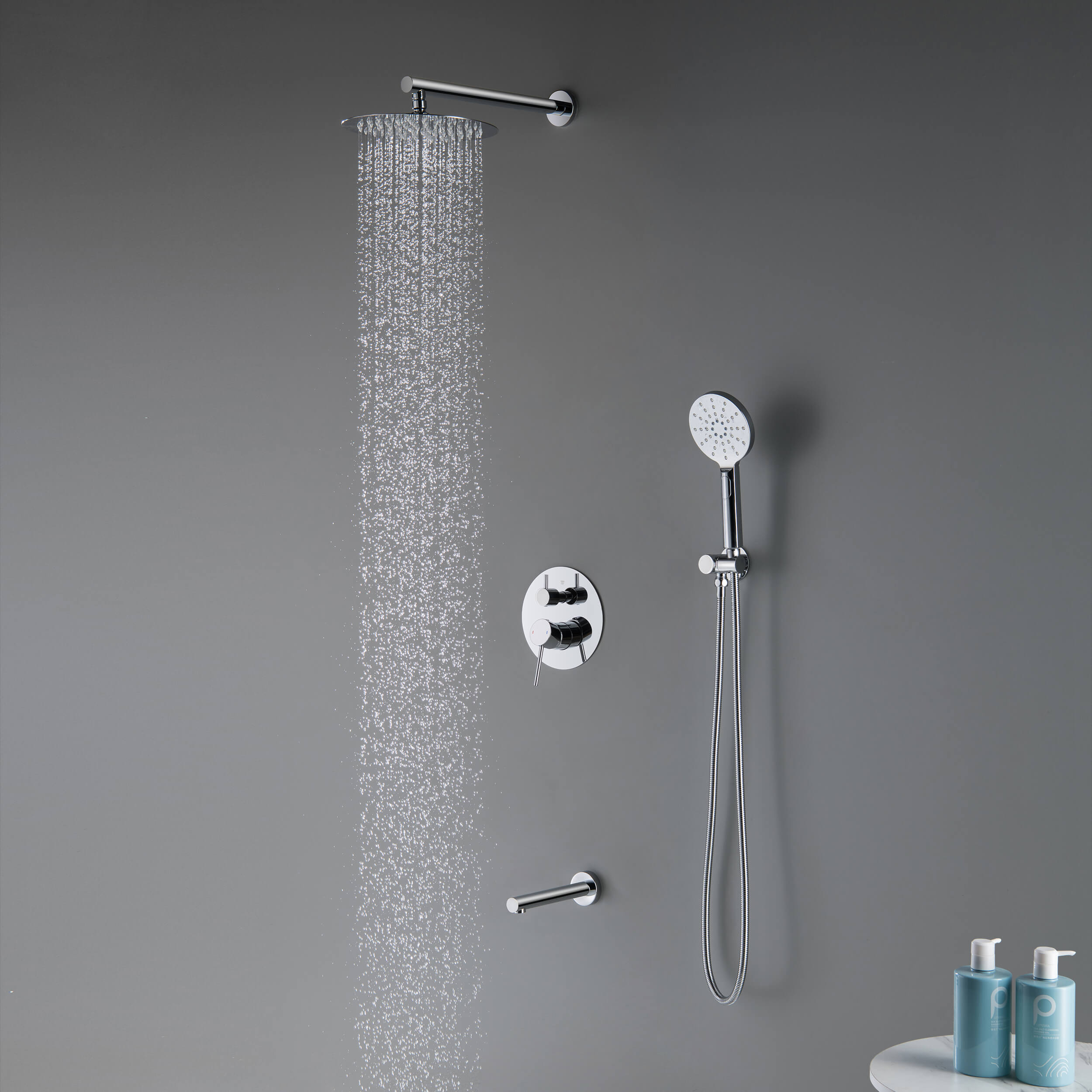 Halo Pressure Balanced 3-Function Wall Mount Shower System with Rough-In Valve - CSF-4004