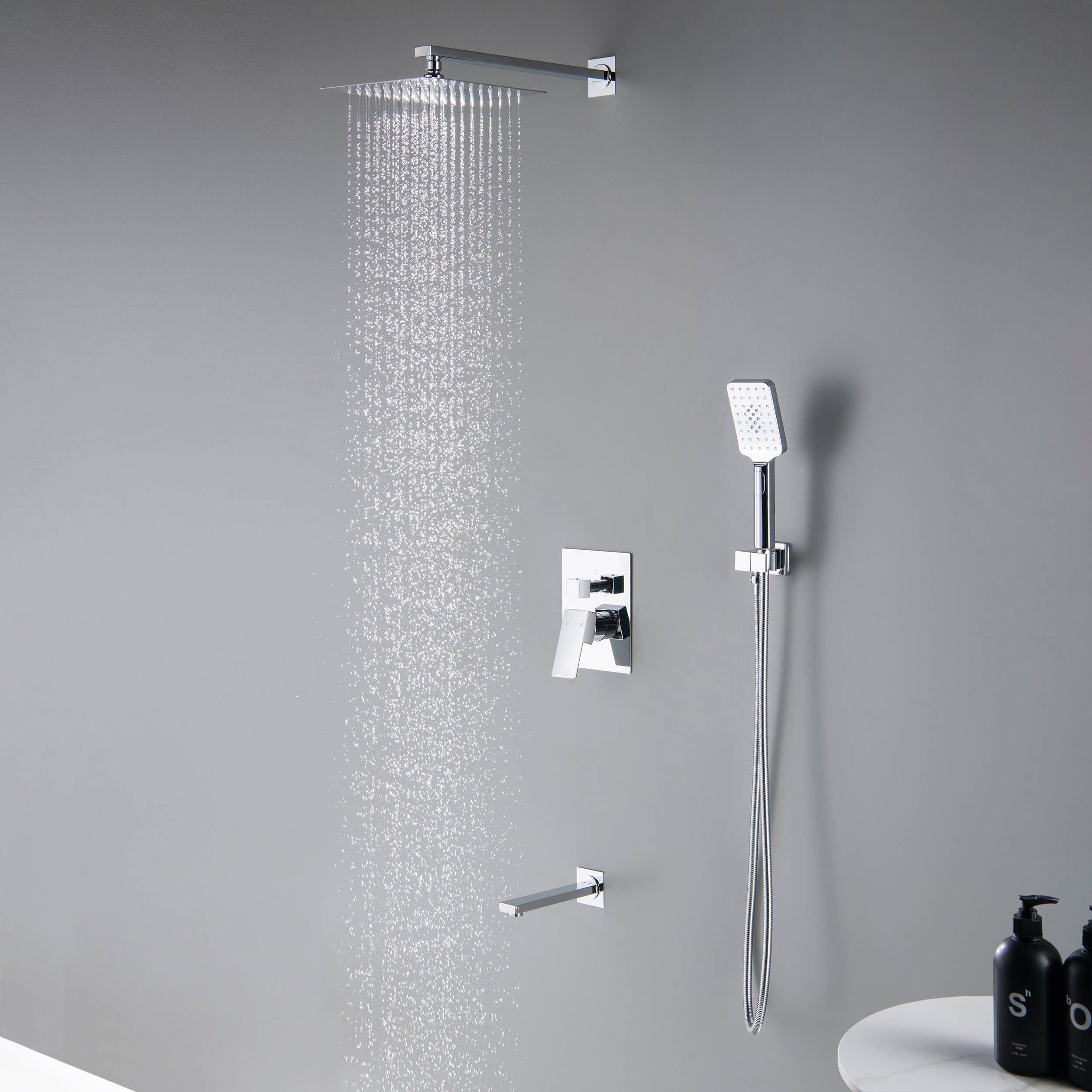 Quadra Pressure Balanced 3-Function Wall Mount Shower System with Rough-In Valve - CSF-4006