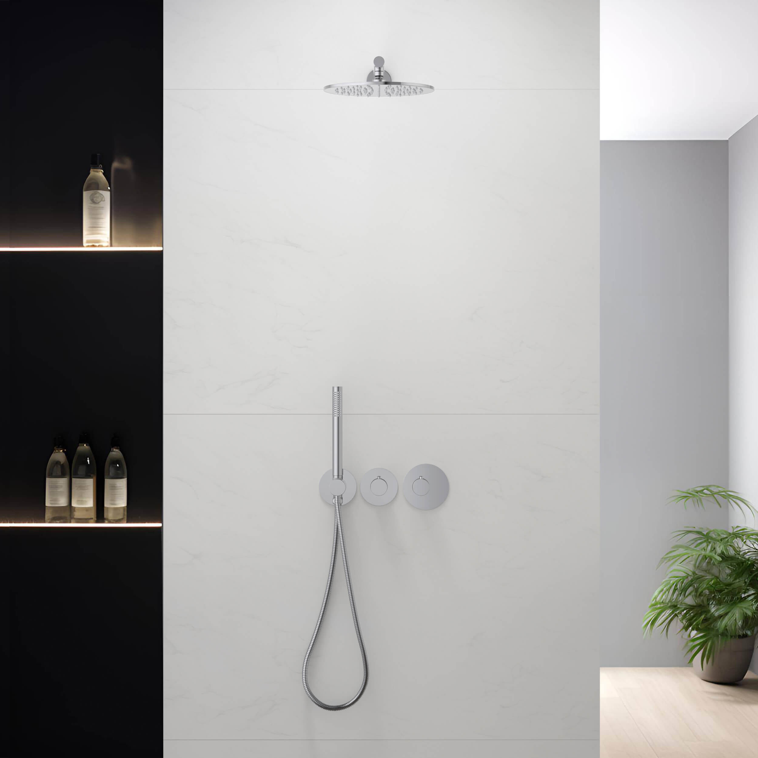 Halo 2-Function Thermostatic Wall Mount Shower System with Rough-in Valve - CSF-4010