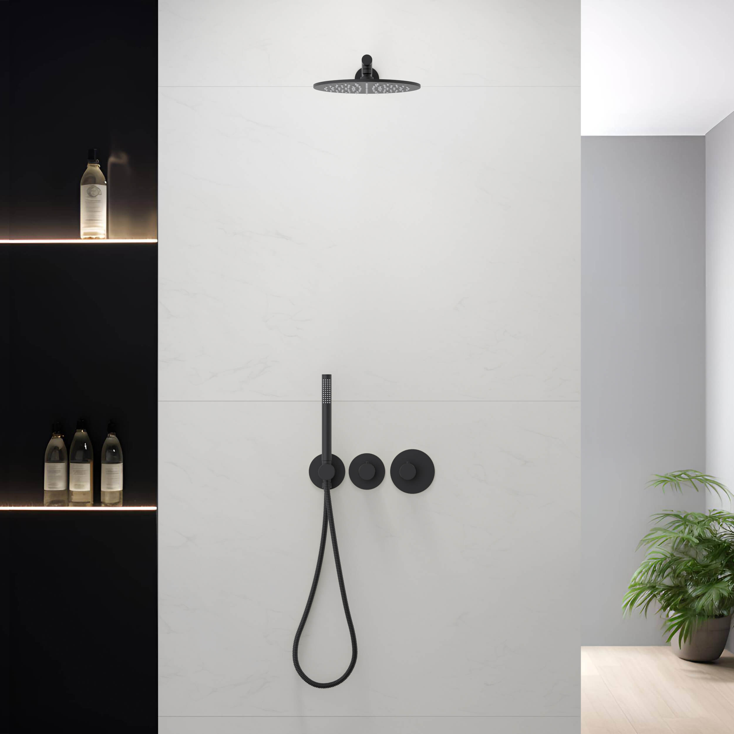 Halo 2-Function Thermostatic Wall Mount Shower System with Rough-in Valve - CSF-4010