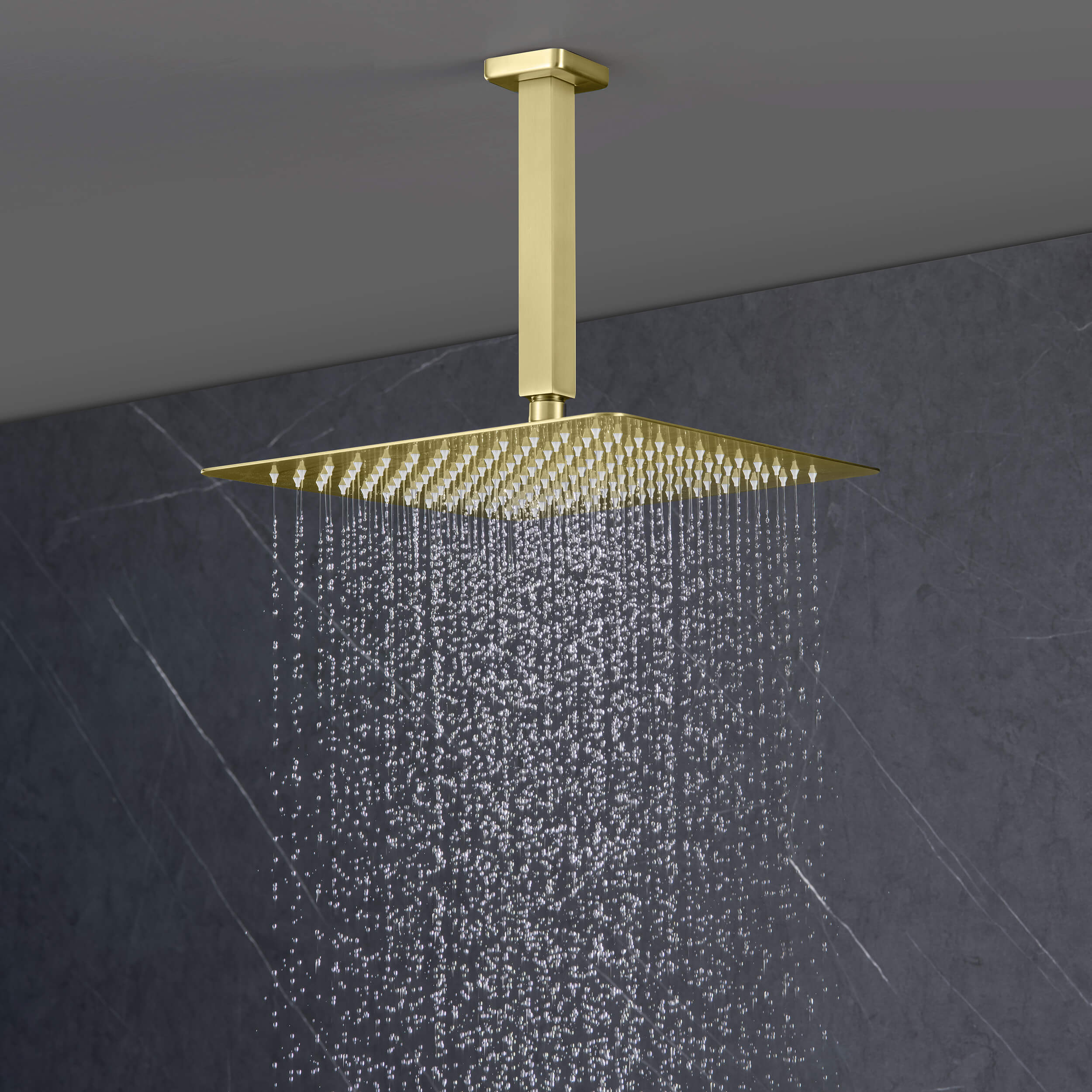 Quadra Pressure Balanced 3-Function Ceiling Mount Shower System with Rough-In Valve - CSF-4013