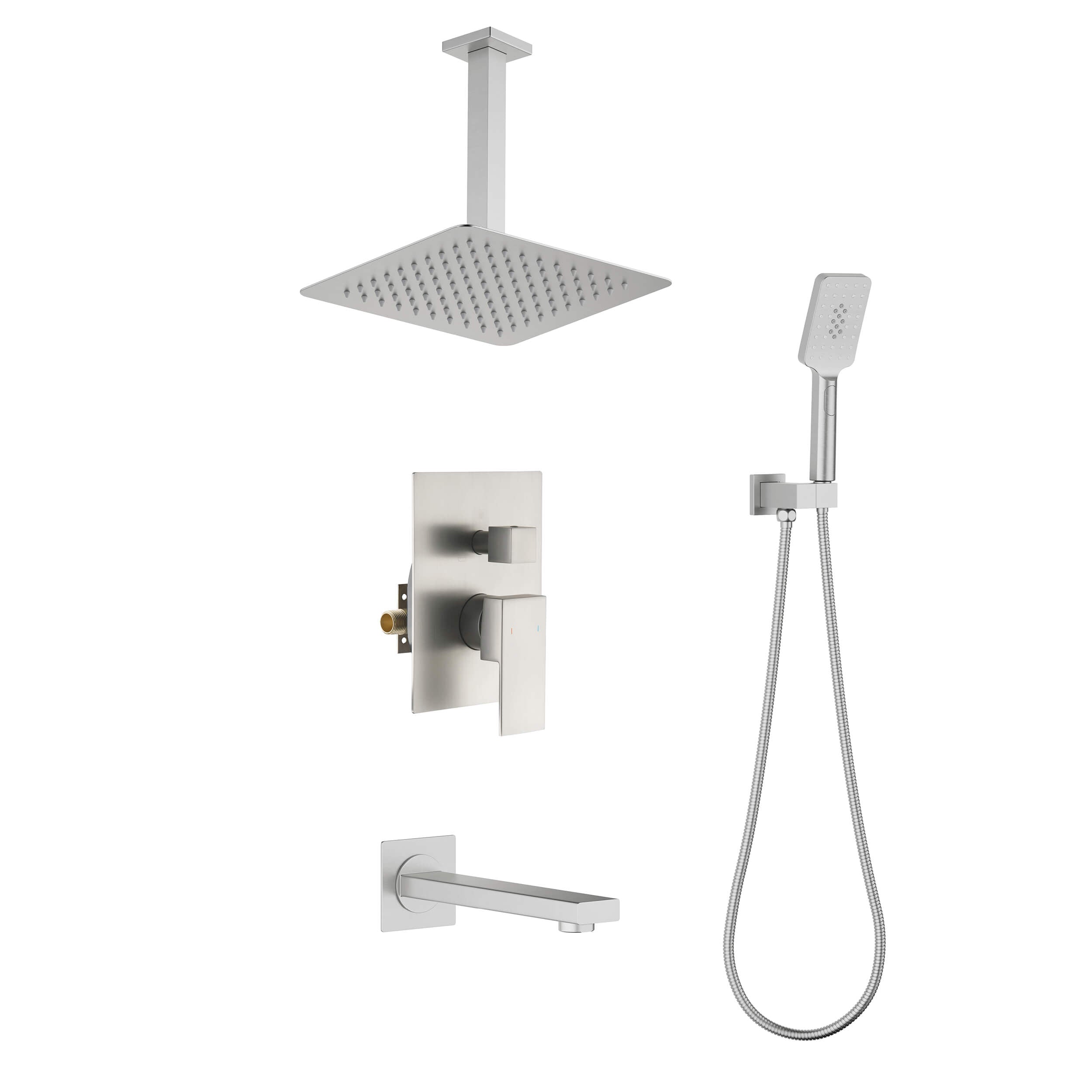 Quadra Pressure Balanced 3-Function Ceiling Mount Shower System with Rough-In Valve - CSF-4013