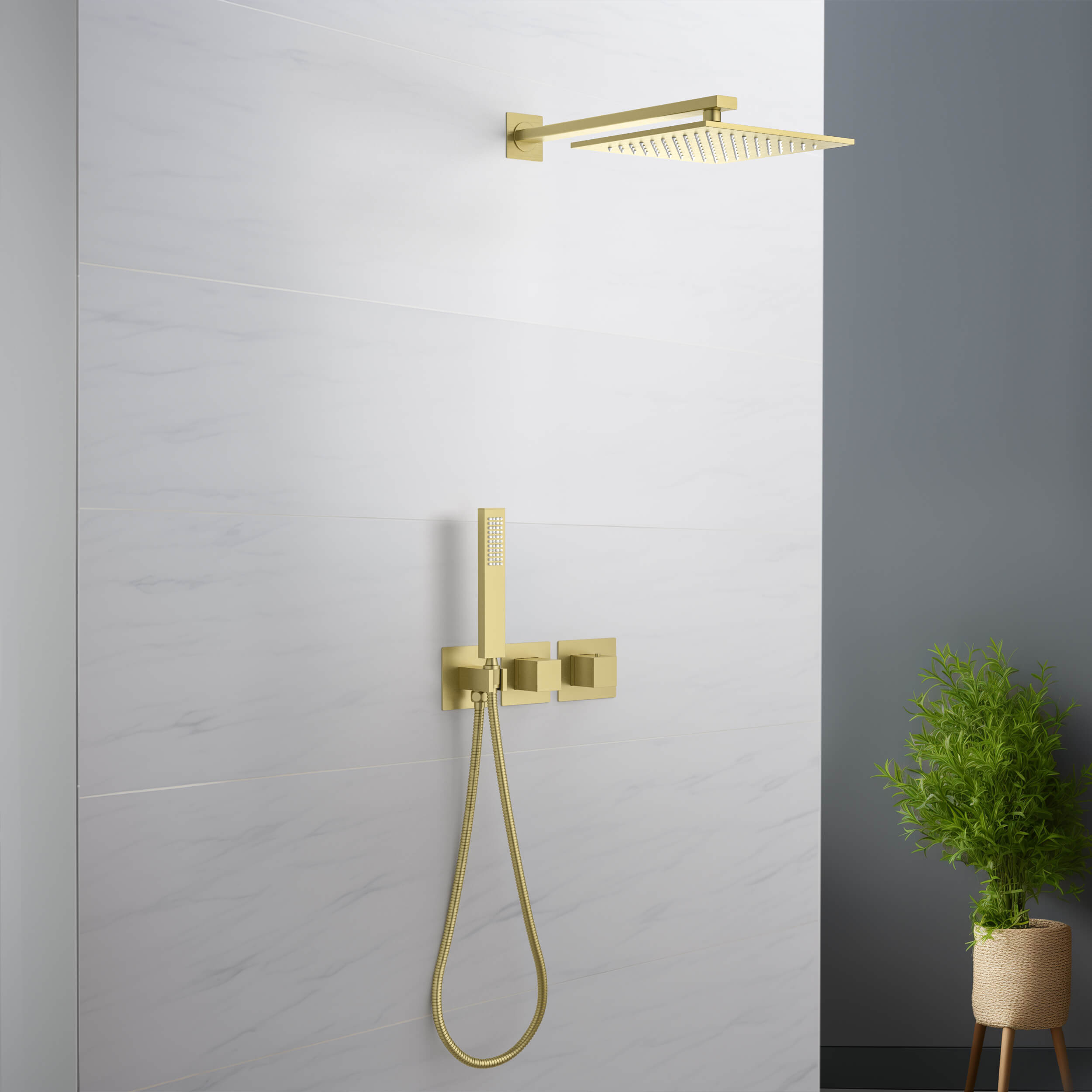 Quadra 2-Function Thermostatic Wall Mount Shower System With Rough-in Valve - CSF-4014