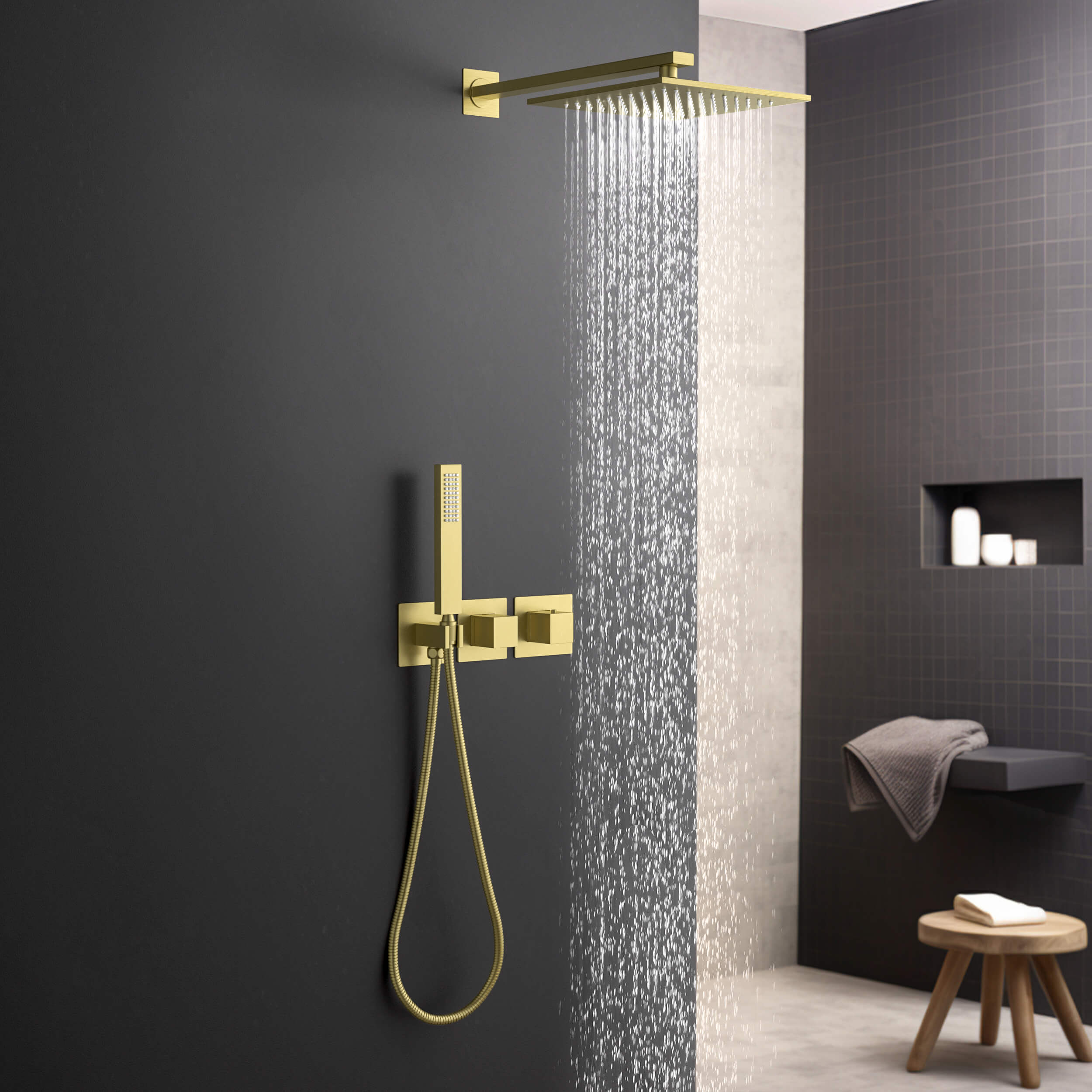 Quadra 2-Function Thermostatic Wall Mount Shower System With Rough-in Valve - CSF-4014