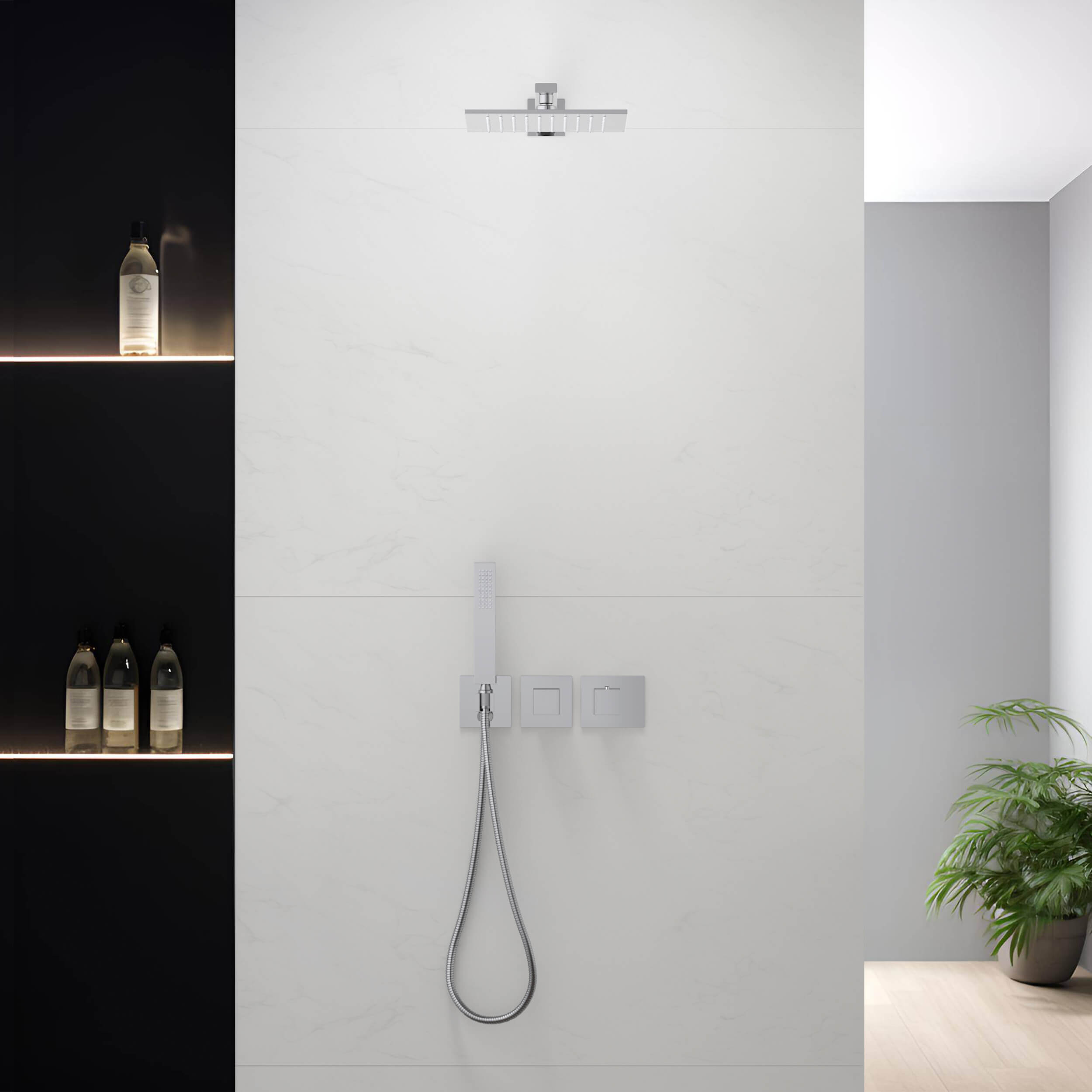 Quadra 2-Function Thermostatic Wall Mount Shower System With Rough-in Valve - CSF-4014