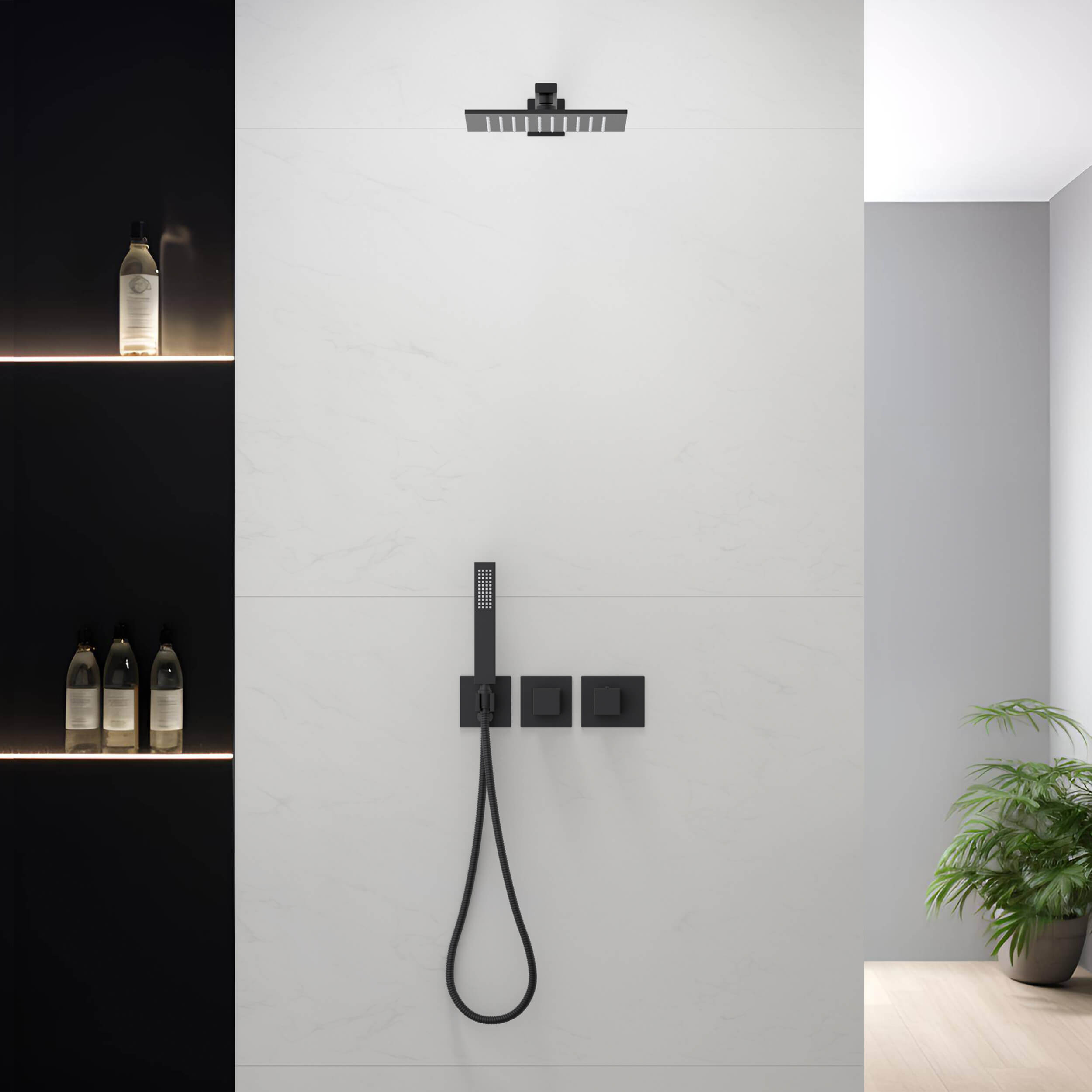 Quadra 2-Function Thermostatic Wall Mount Shower System With Rough-in Valve - CSF-4014