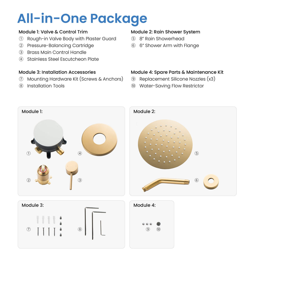 Halo Single Function Pressure Balanced Complete Shower Faucet Set - CSF-4015