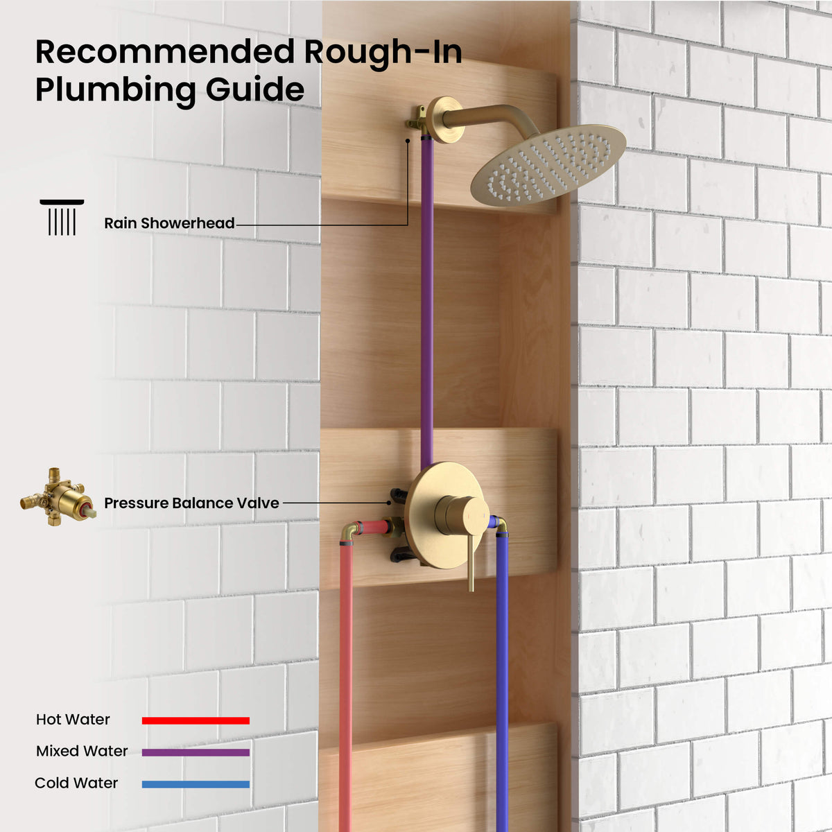 Halo Single Function Pressure Balanced Complete Shower Faucet Set - CSF-4015