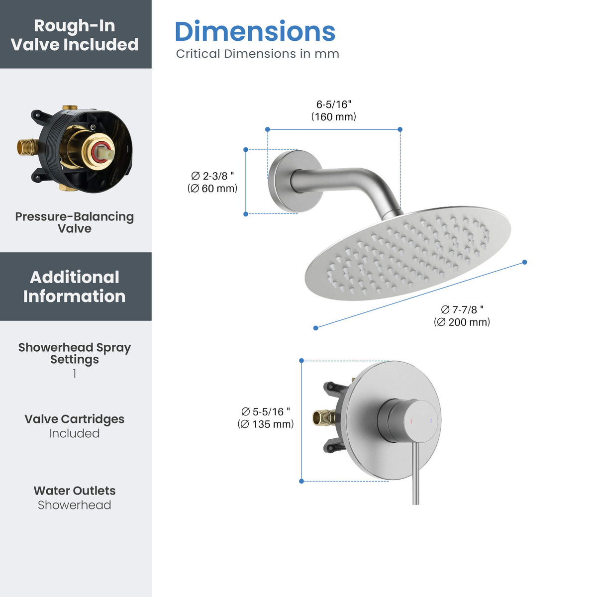 Halo Single Function Pressure Balanced Complete Shower Faucet Set - CSF-4015