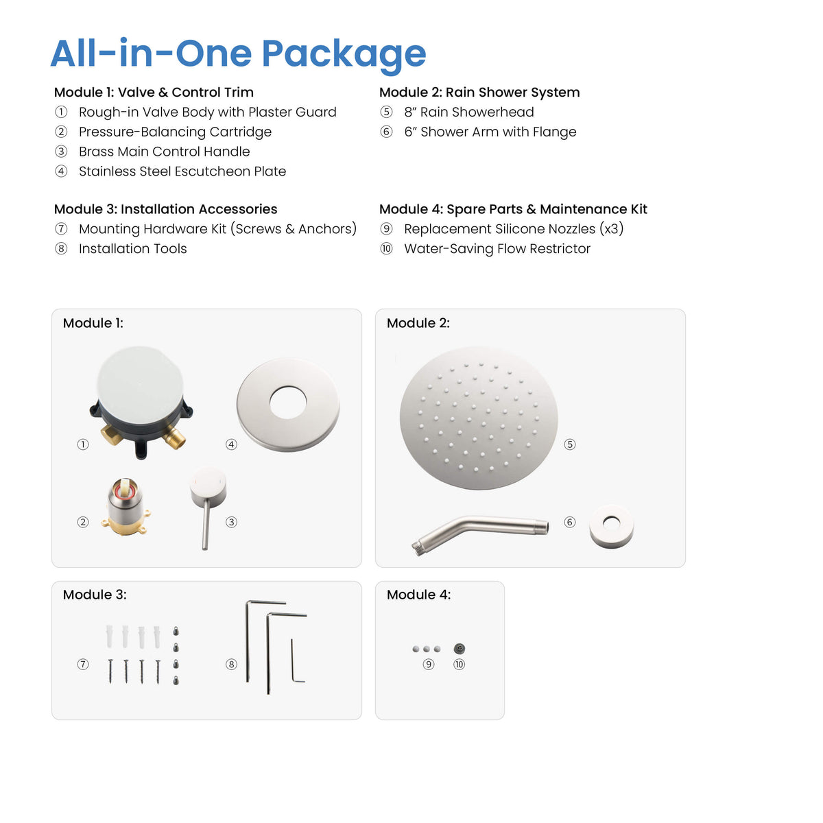 Halo Single Function Pressure Balanced Complete Shower Faucet Set - CSF-4015