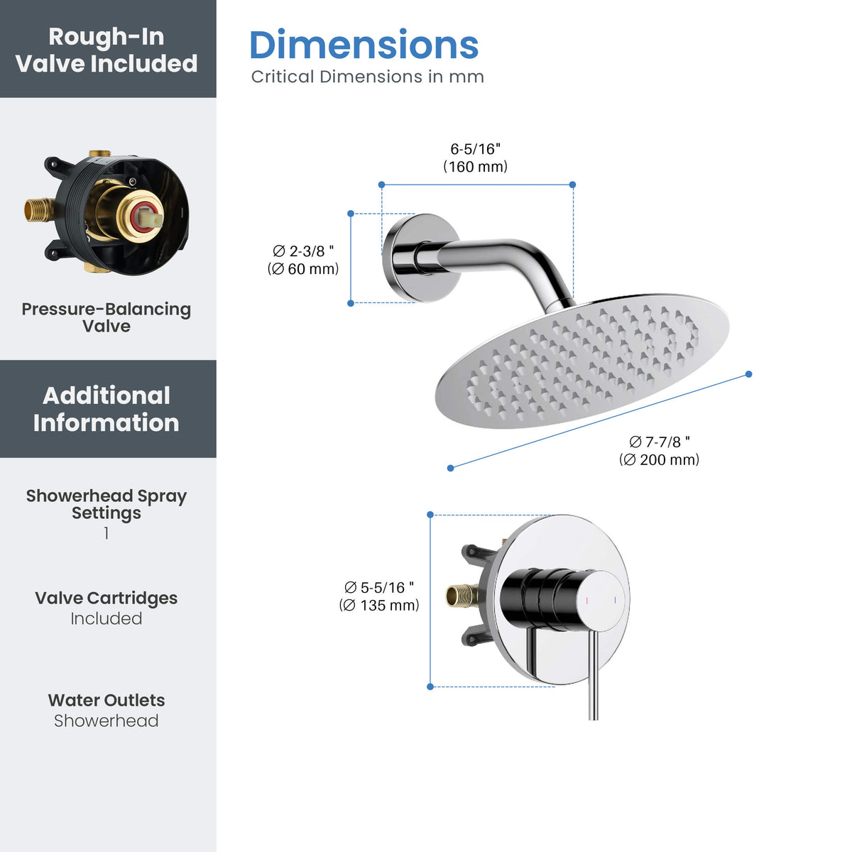 Halo Single Function Pressure Balanced Complete Shower Faucet Set - CSF-4015