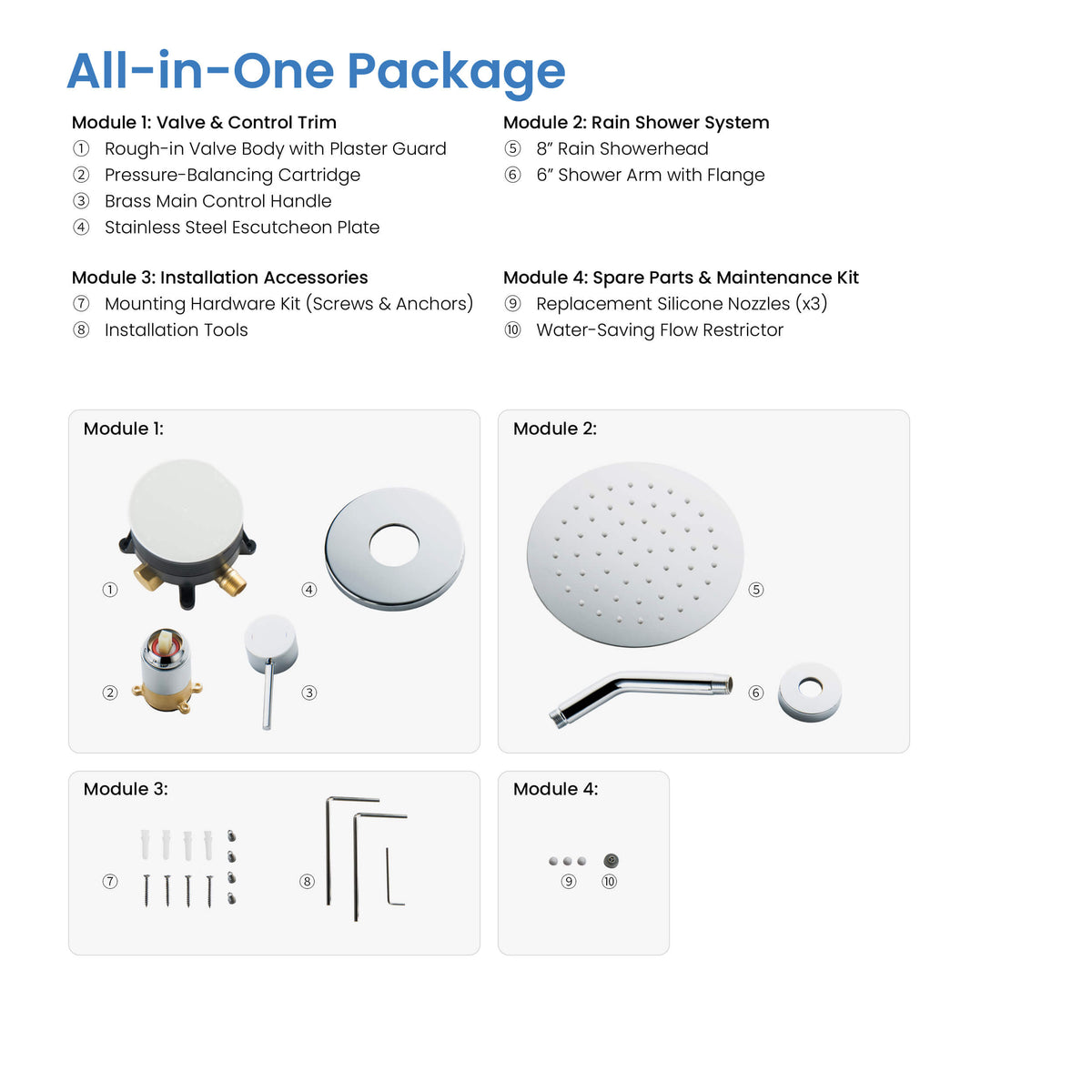 Halo Single Function Pressure Balanced Complete Shower Faucet Set - CSF-4015