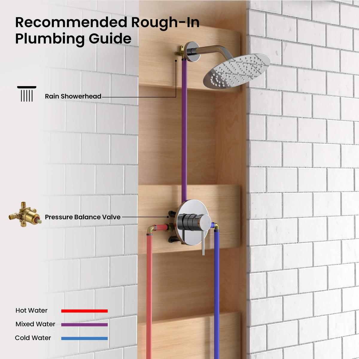 Halo Single Function Pressure Balanced Complete Shower Faucet Set - CSF-4015