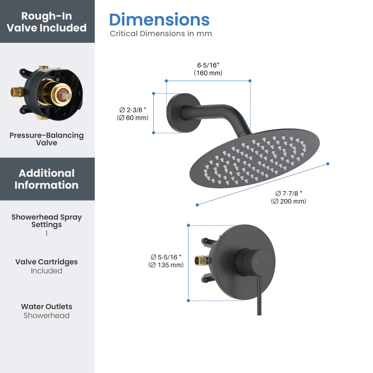 Halo Single Function Pressure Balanced Complete Shower Faucet Set - CSF-4015