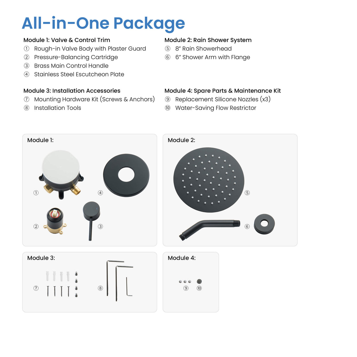 Halo Single Function Pressure Balanced Complete Shower Faucet Set - CSF-4015