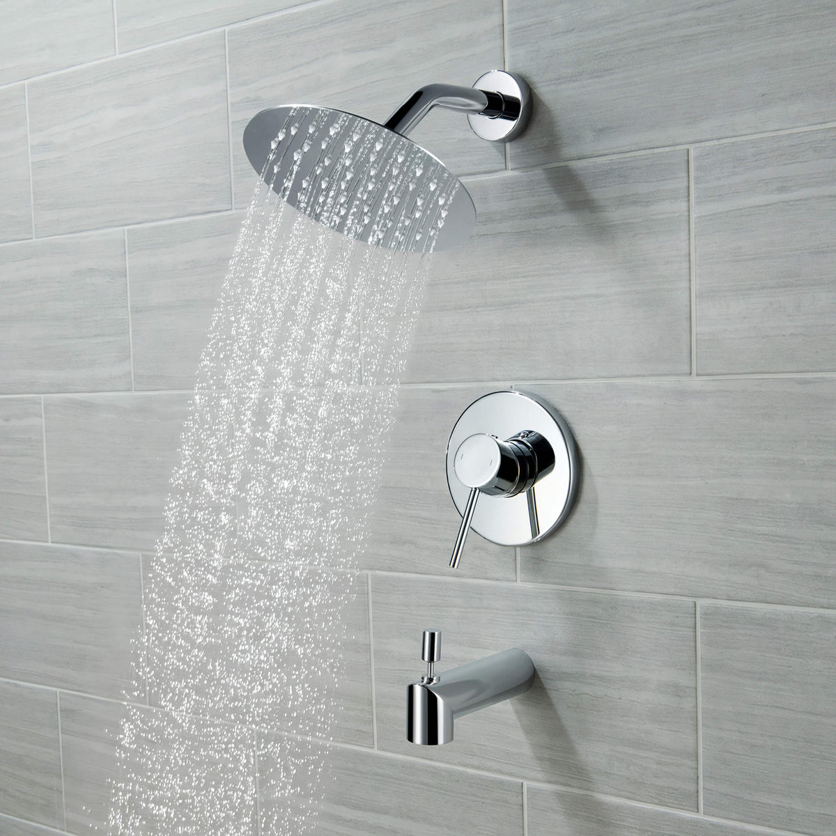 Halo Single Function Pressure Balanced Complete Shower Faucet Set with Tub Spout - CSF-4016