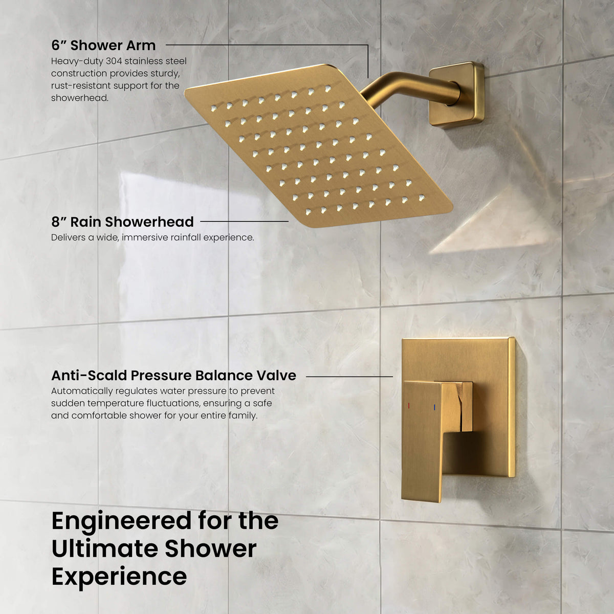 Quadra Single Function Pressure Balanced Complete Shower Faucet Set - CSF-4017