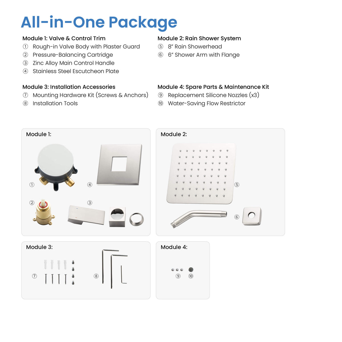 Quadra Single Function Pressure Balanced Complete Shower Faucet Set - CSF-4017