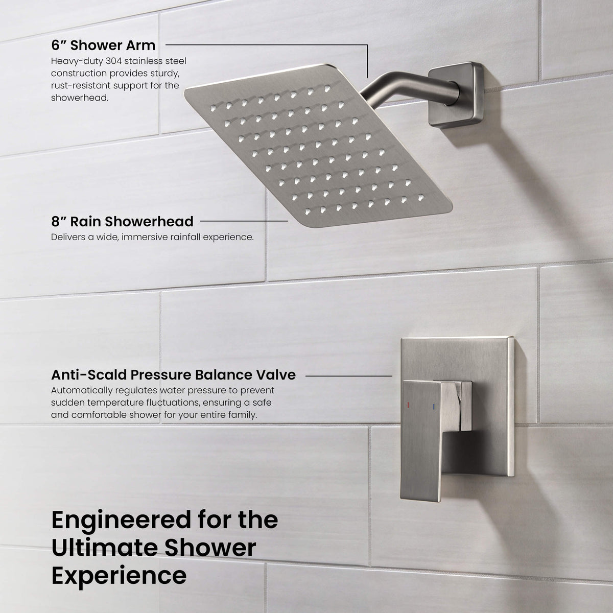 Quadra Single Function Pressure Balanced Complete Shower Faucet Set - CSF-4017