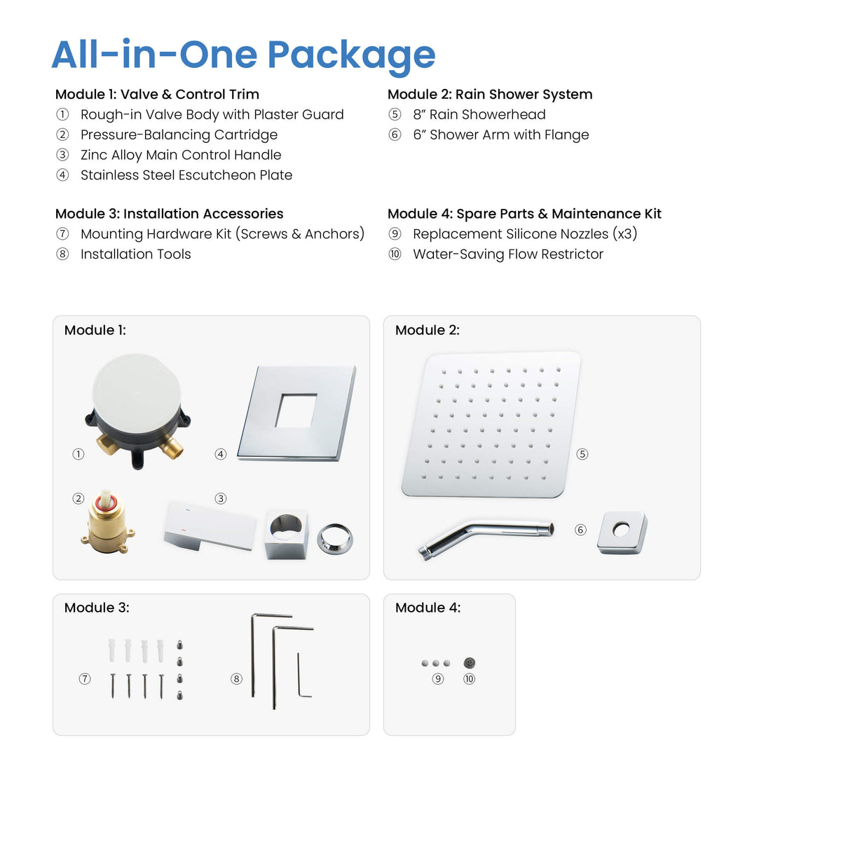 Quadra Single Function Pressure Balanced Complete Shower Faucet Set - CSF-4017