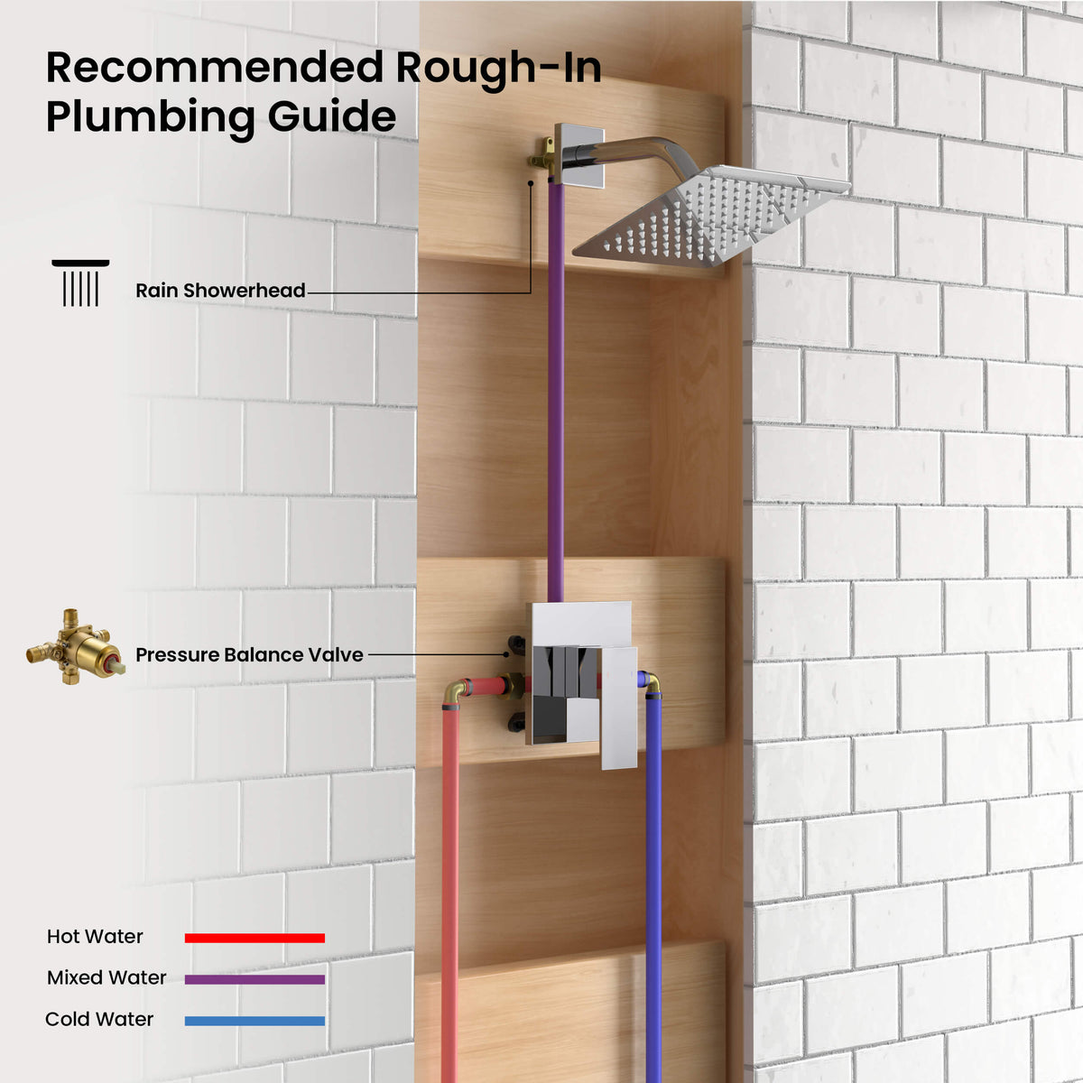 Quadra Single Function Pressure Balanced Complete Shower Faucet Set - CSF-4017