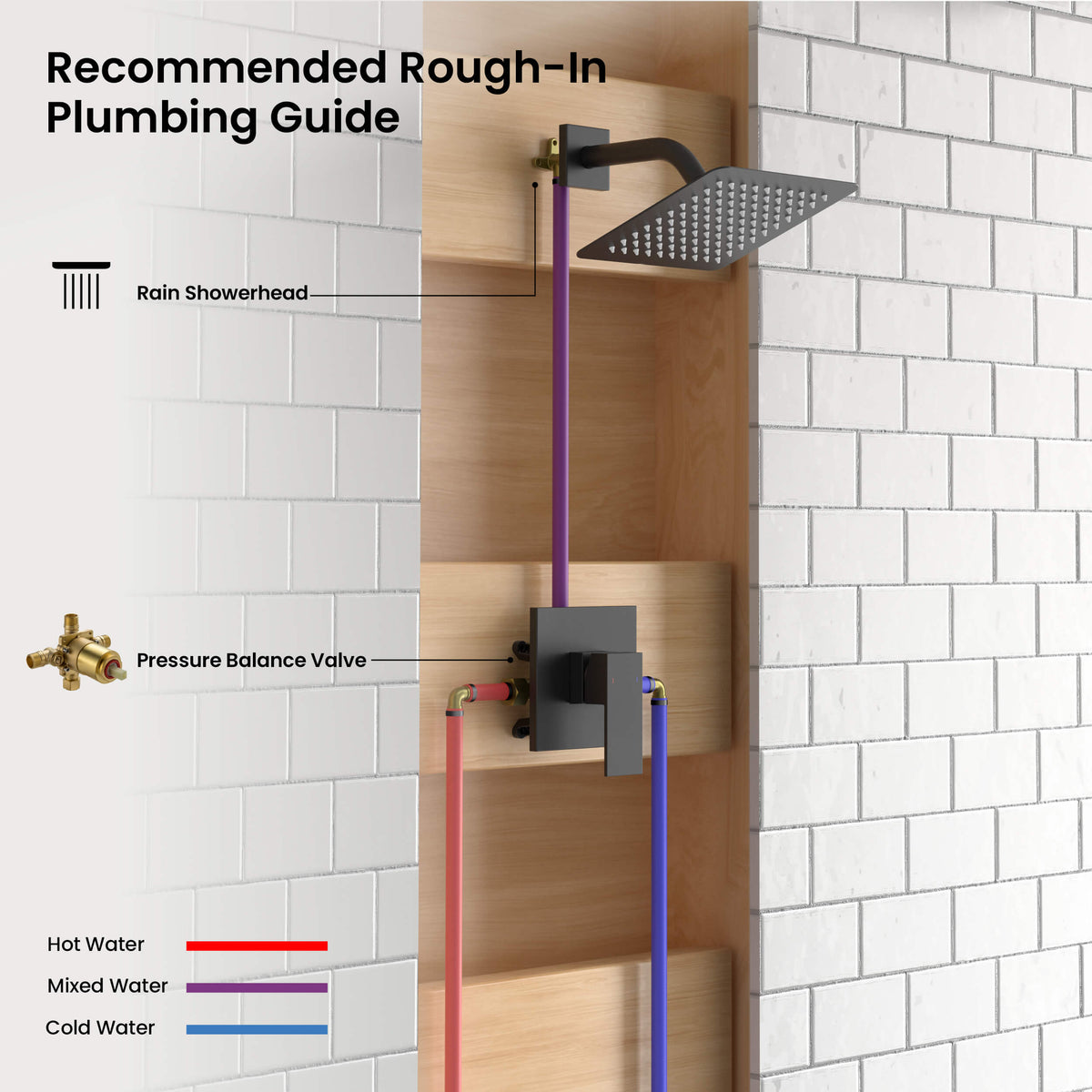 Quadra Single Function Pressure Balanced Complete Shower Faucet Set - CSF-4017