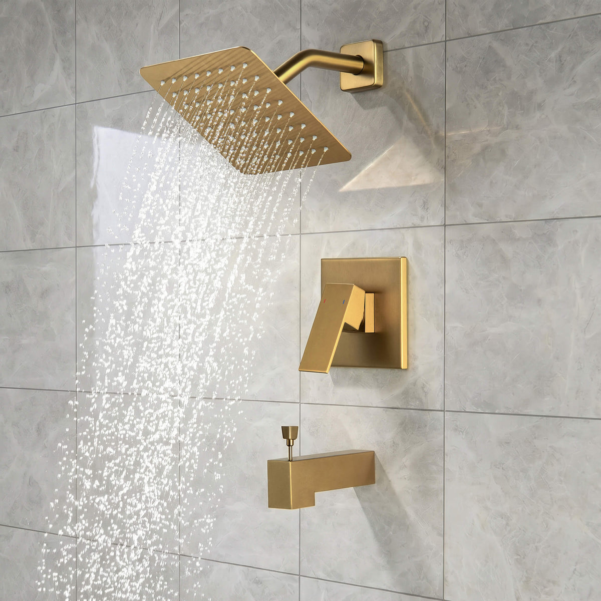 Quadra Single Function Pressure Balanced Complete Shower Faucet Set with Tub Spout - CSF-4018