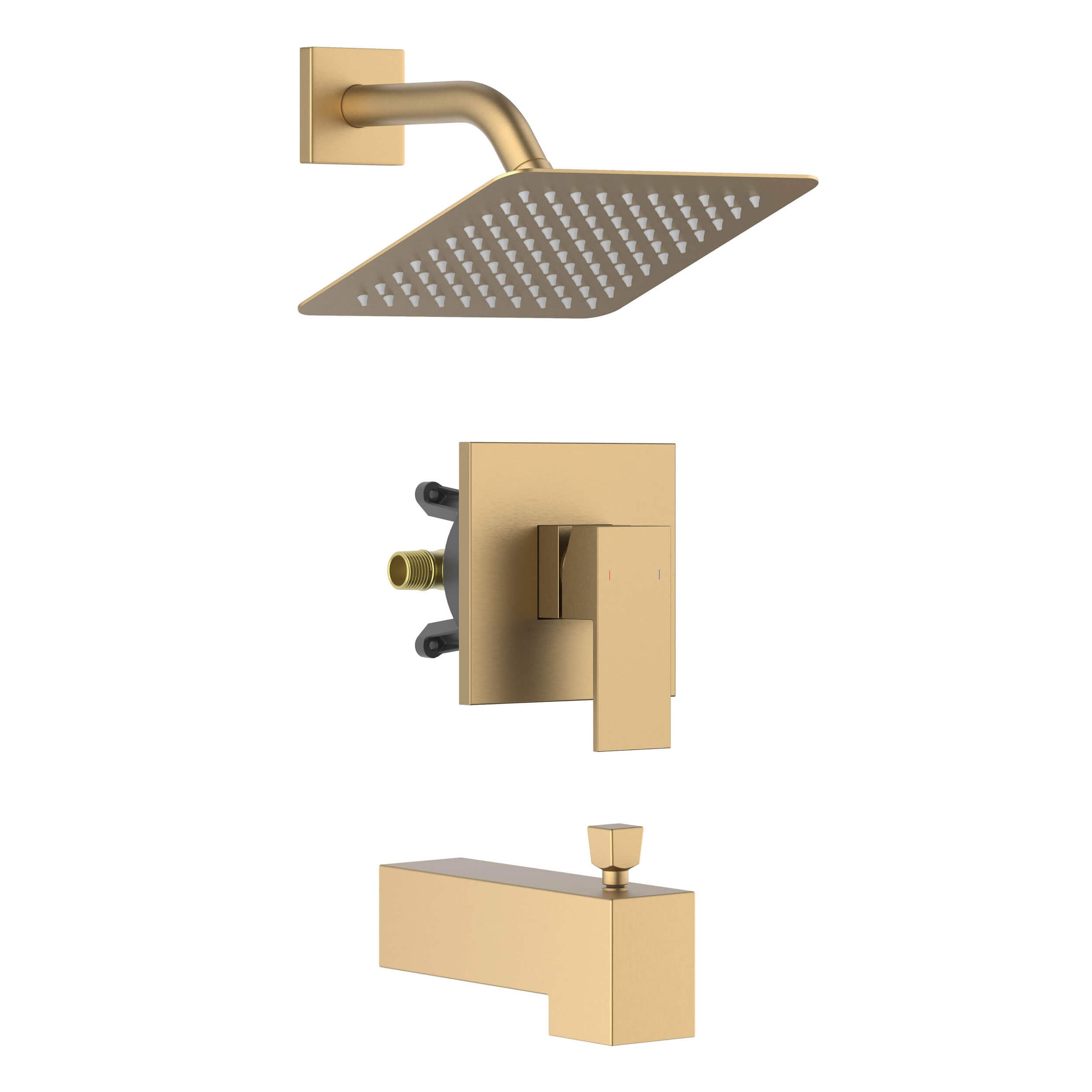 Quadra Single Function Pressure Balanced Complete Shower Faucet Set with Tub Spout - CSF-4018