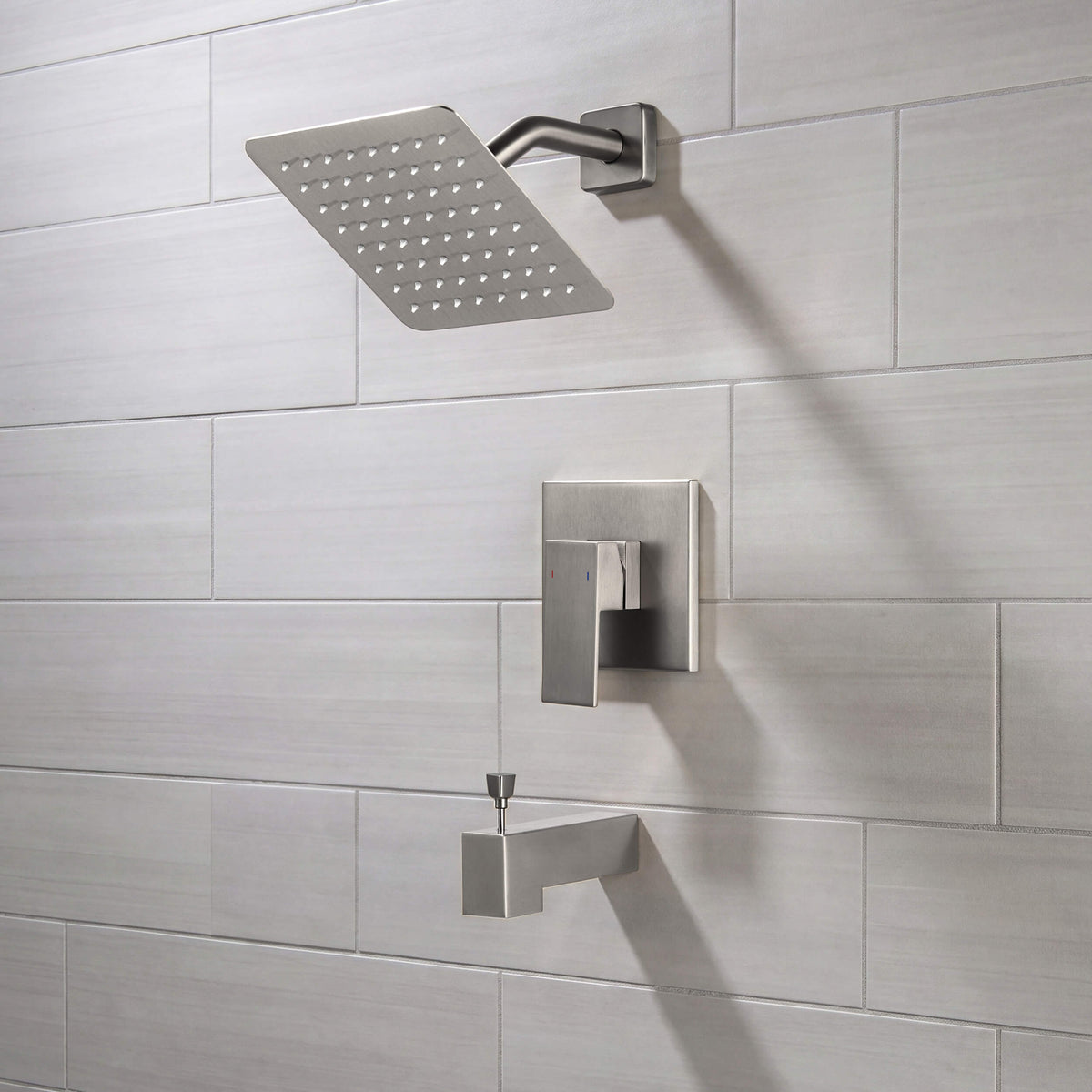 Quadra Single Function Pressure Balanced Complete Shower Faucet Set with Tub Spout - CSF-4018