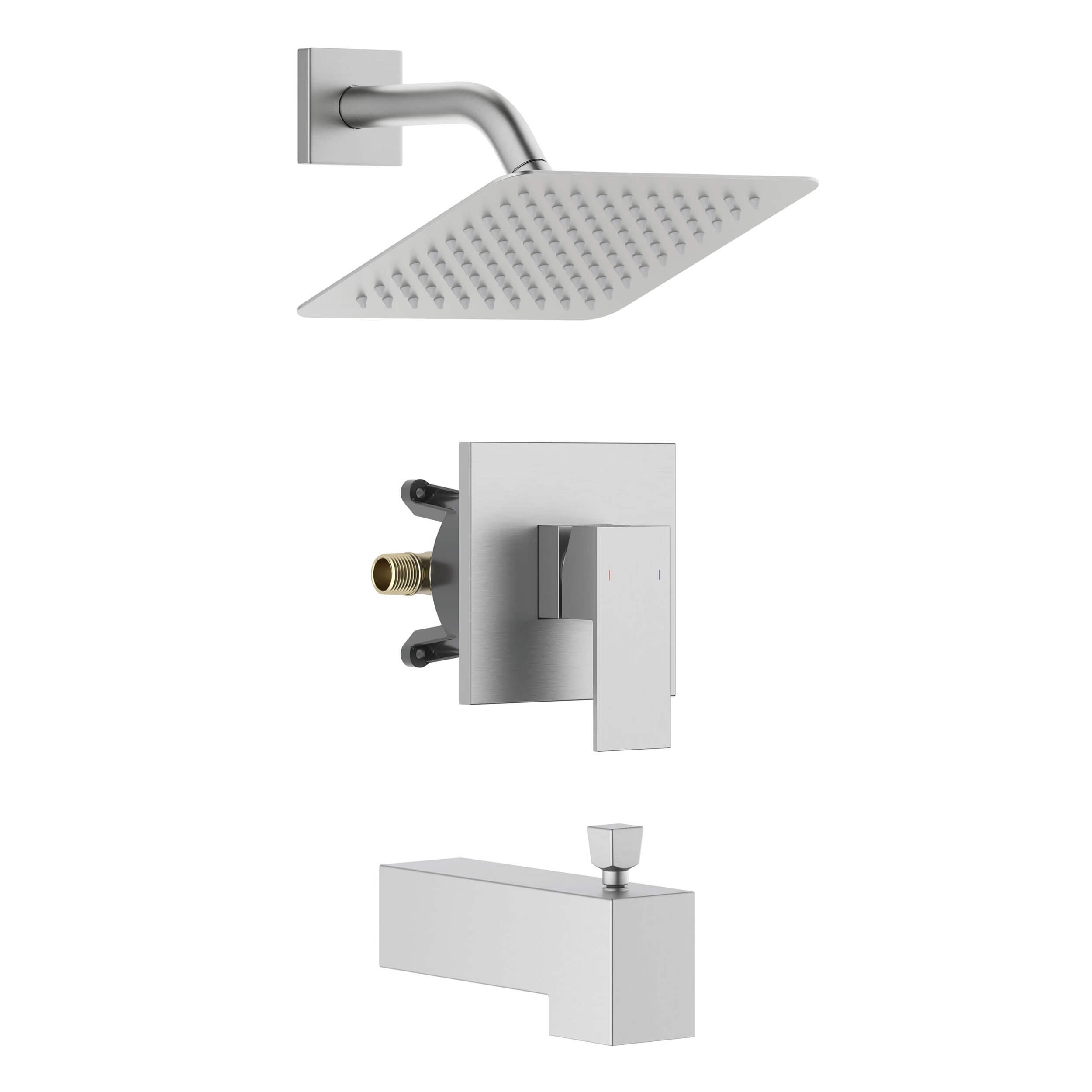 Quadra Single Function Pressure Balanced Complete Shower Faucet Set with Tub Spout - CSF-4018