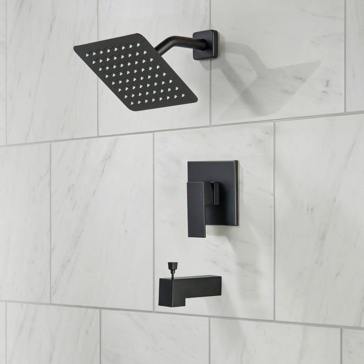 Quadra Single Function Pressure Balanced Complete Shower Faucet Set with Tub Spout - CSF-4018