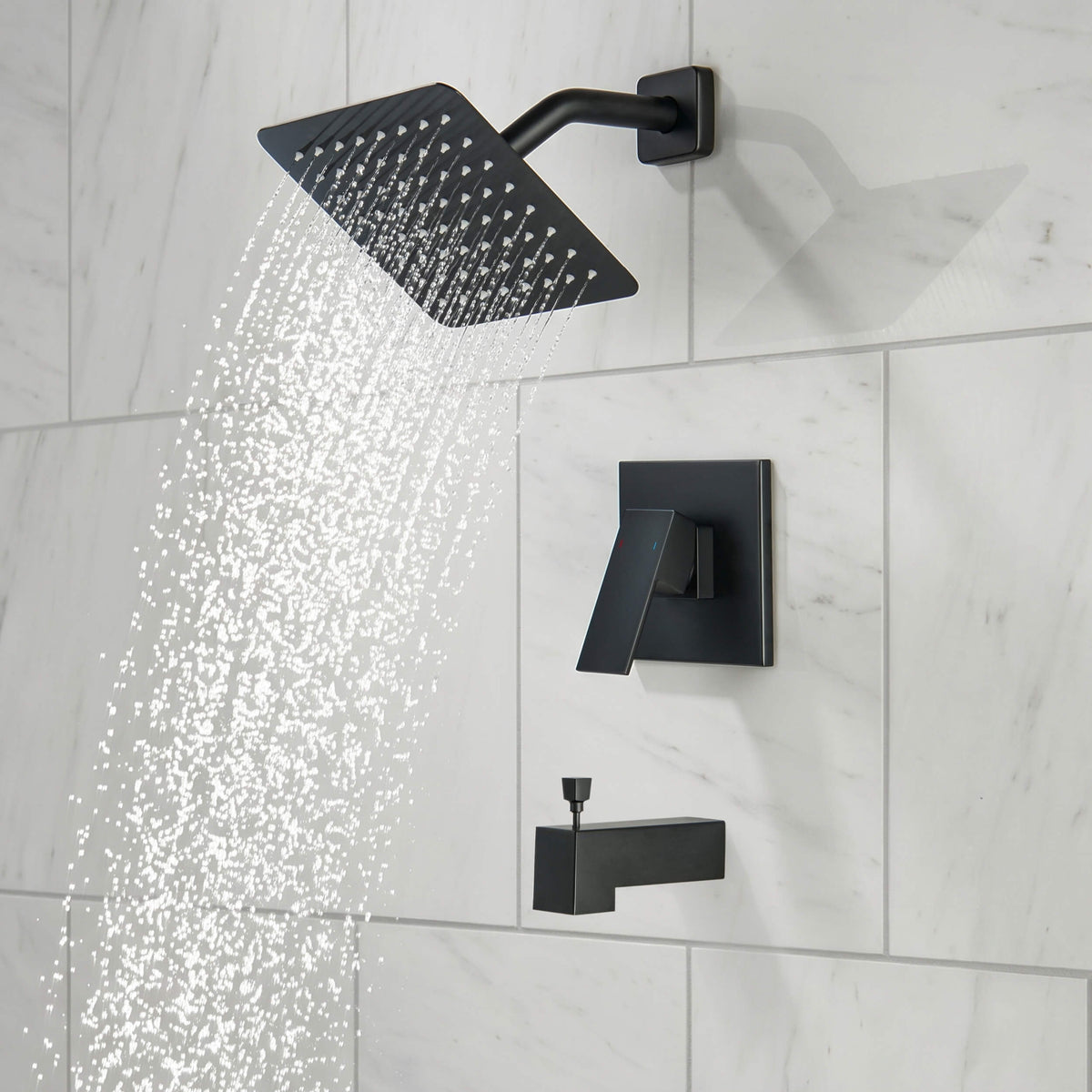 Quadra Single Function Pressure Balanced Complete Shower Faucet Set with Tub Spout - CSF-4018