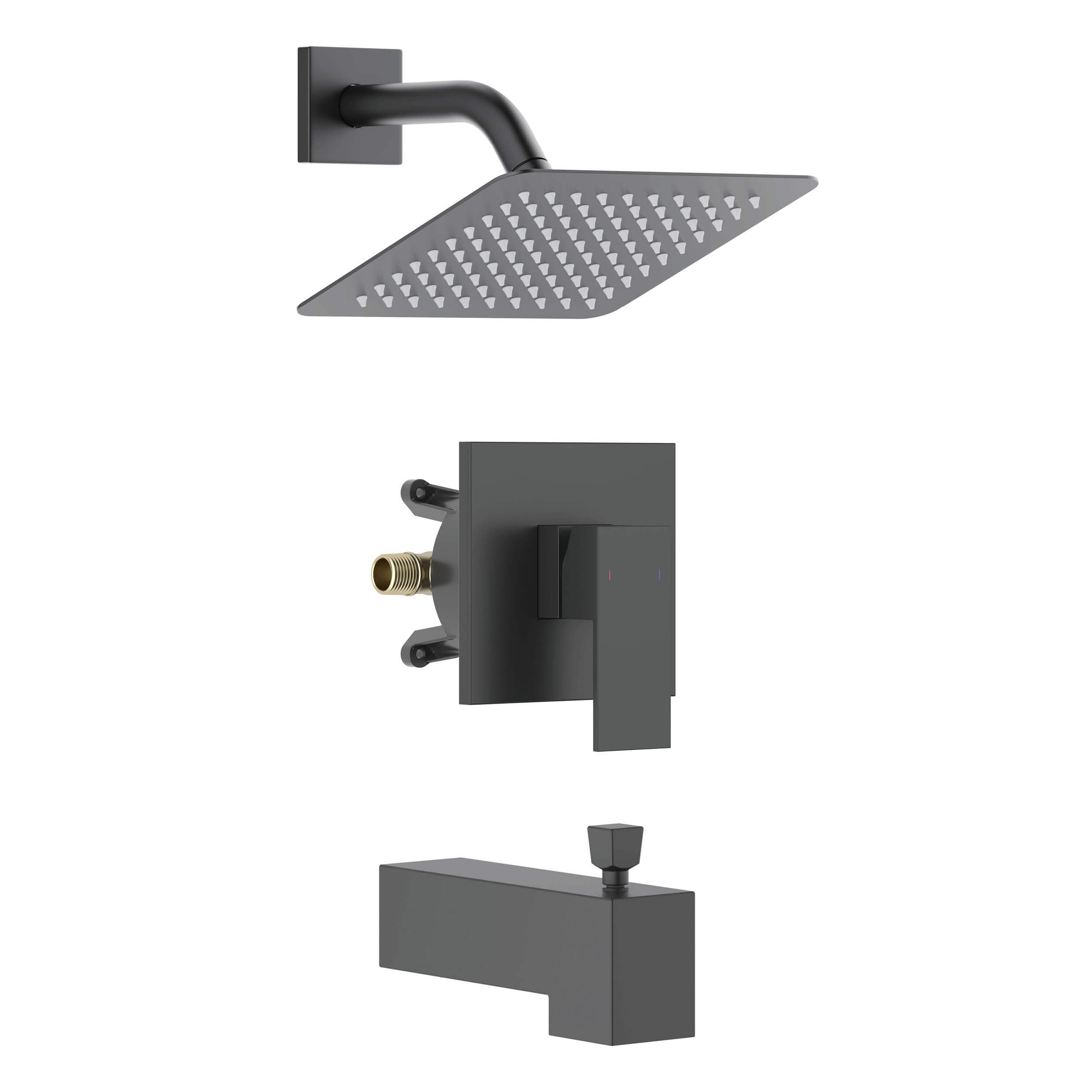 Quadra Single Function Pressure Balanced Complete Shower Faucet Set with Tub Spout - CSF-4018
