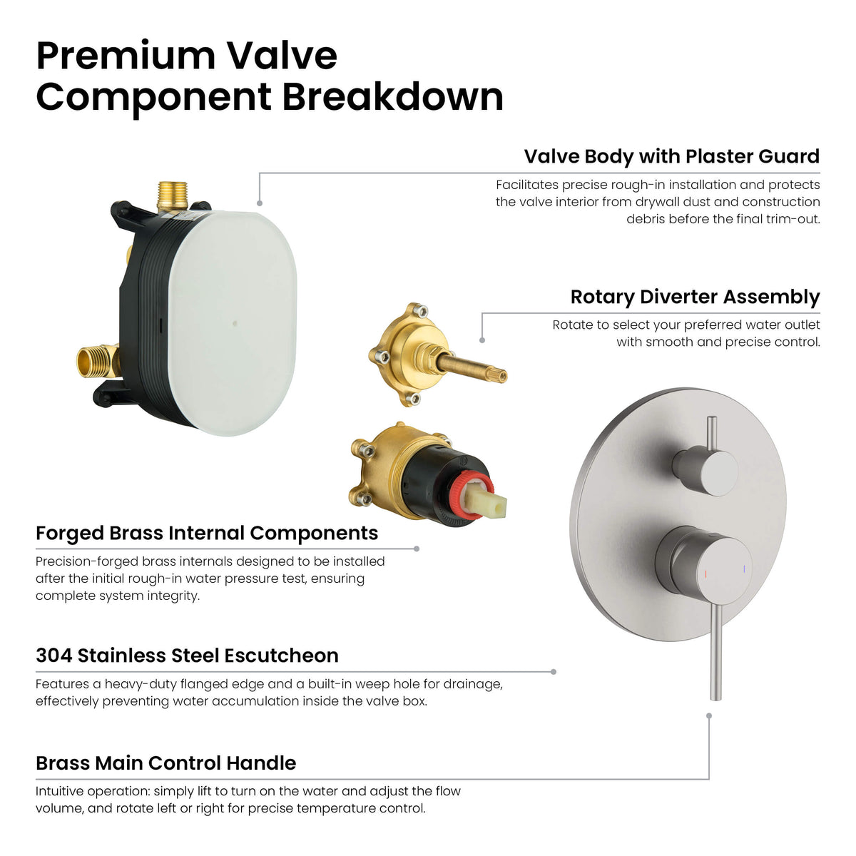 Halo 2-Function Pressure Balanced Complete Shower Faucet Set with Slide Bar - CSF-4019